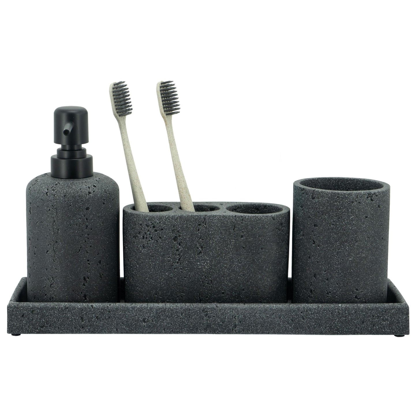 Badezimmer-Zubehör-Set (4-teilig) mit Seifenspender, Schwarz 4pcs
