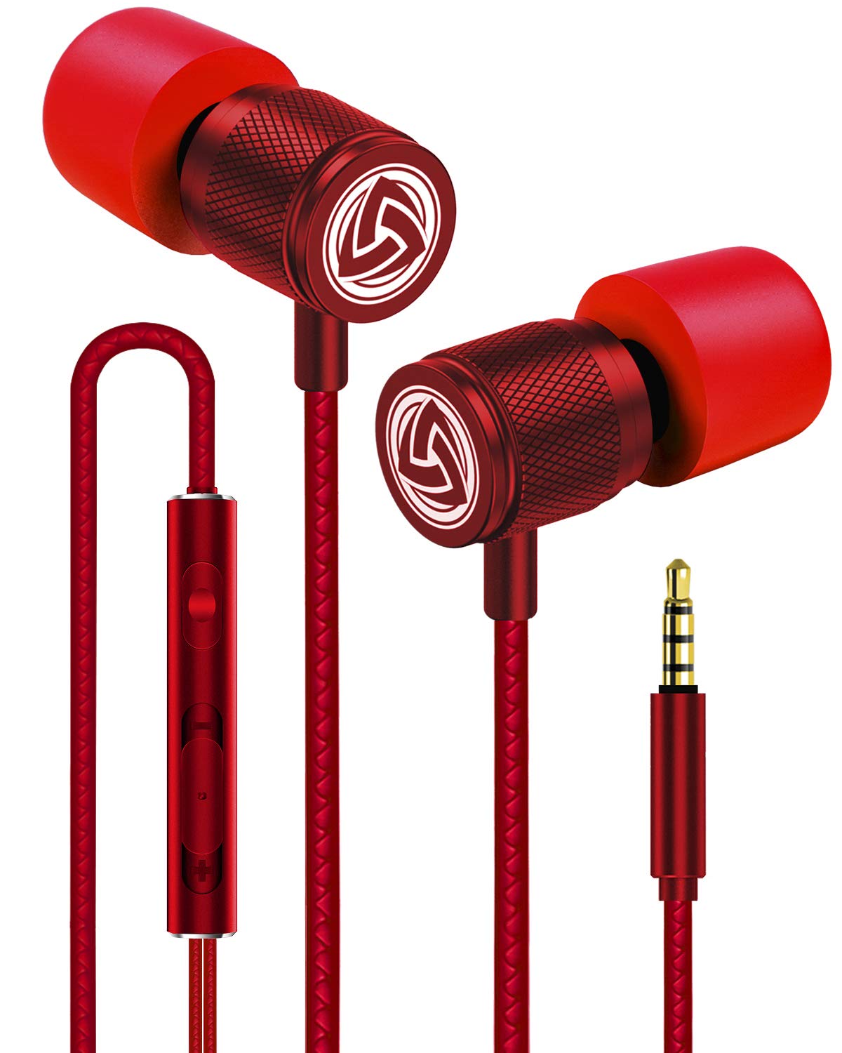 In-Ear Kopfhörer mit Kabel und Mikrofon, 3.5 mm Rot