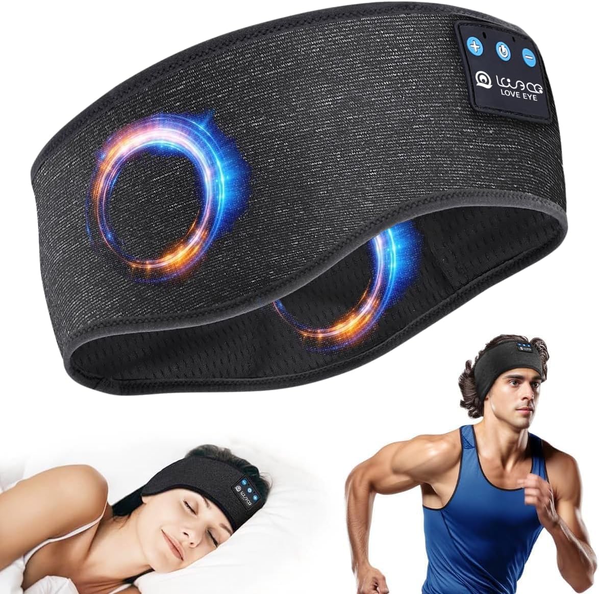 Schlafkopfhörer mit Bluetooth und Stirnbandfunktion, XKJ XKJ Schwarz