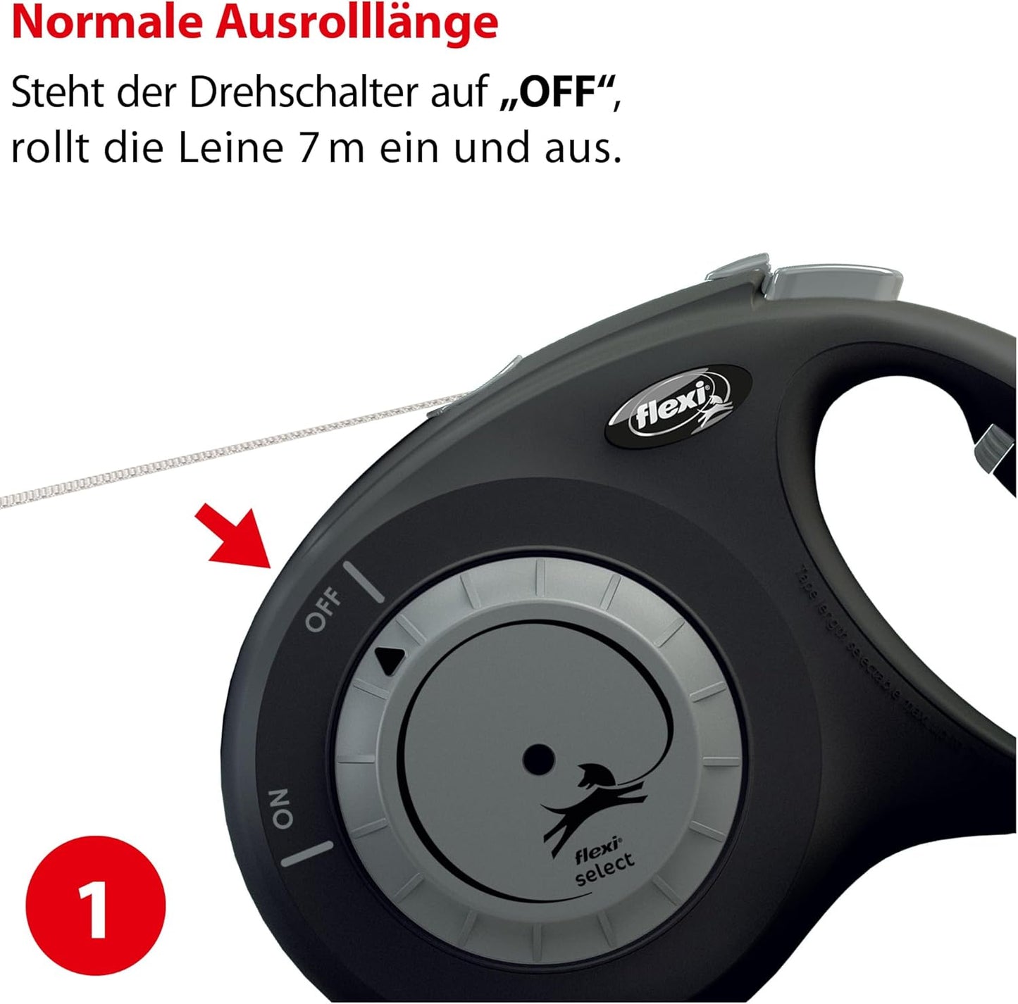 Roll-Leine für Hunde bis 25 kg, 7 m, M: 0-7m (max. 25kg) schwarz