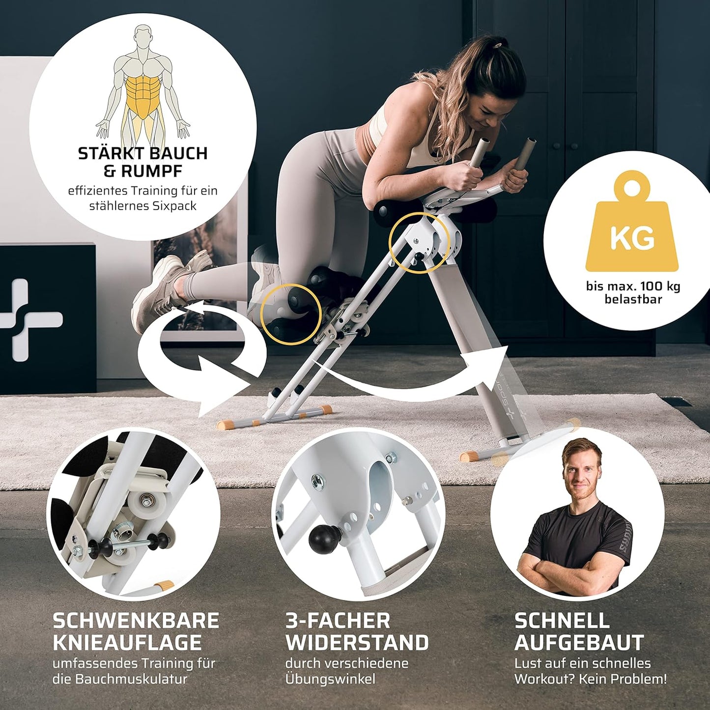 Bauchtrainer, Snow/Sun (Flexible Knieauflage)
