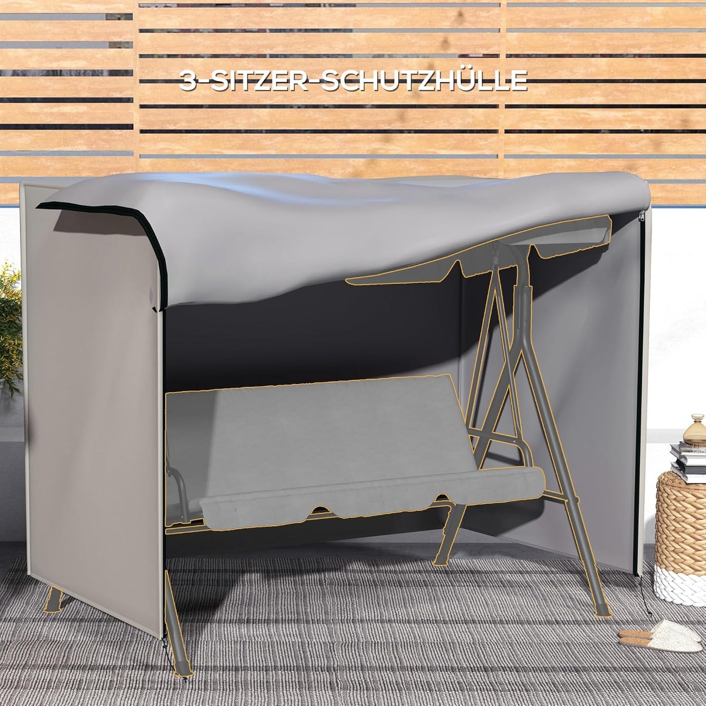 Abdeckung für Hollywoodschaukel, 205L x 124B x 164H cm Grau