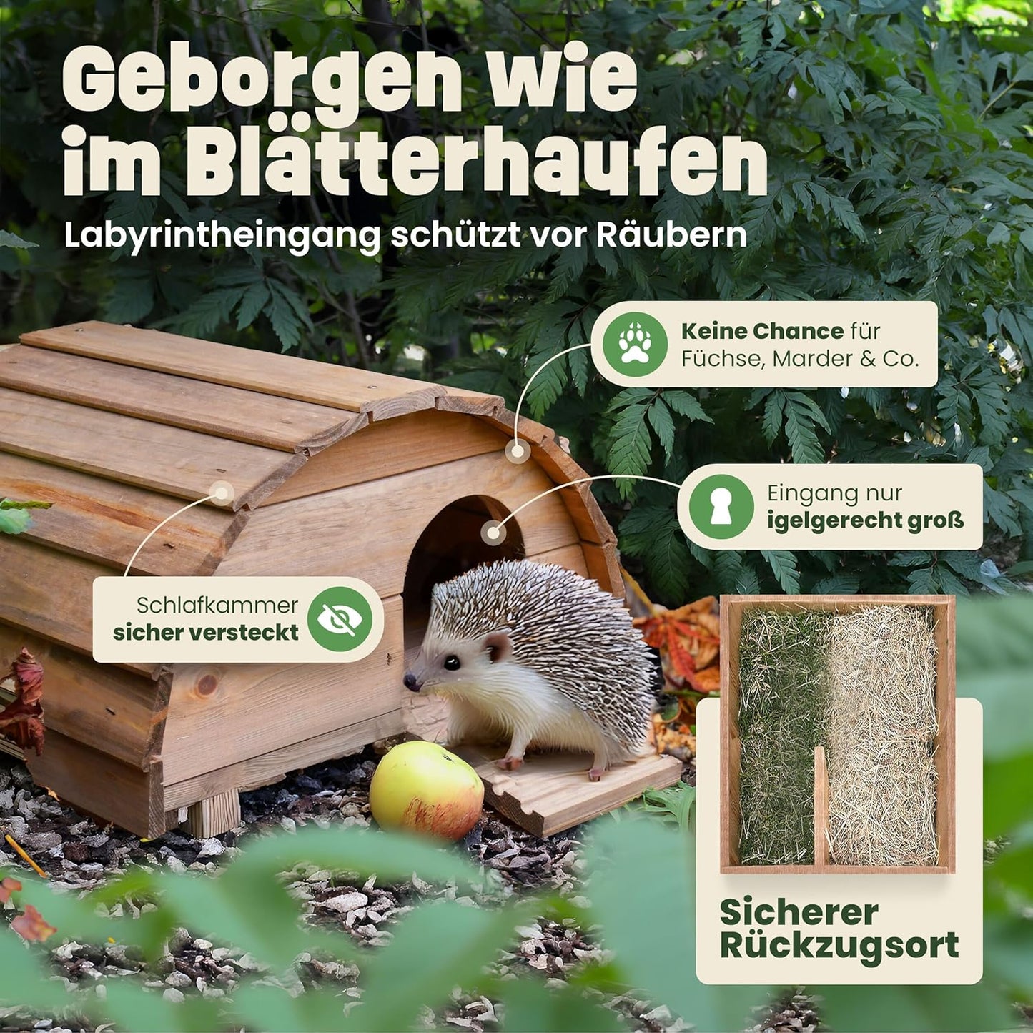 Winterfestes Igelhaus mit Labyrintheingang, Mittelbraun