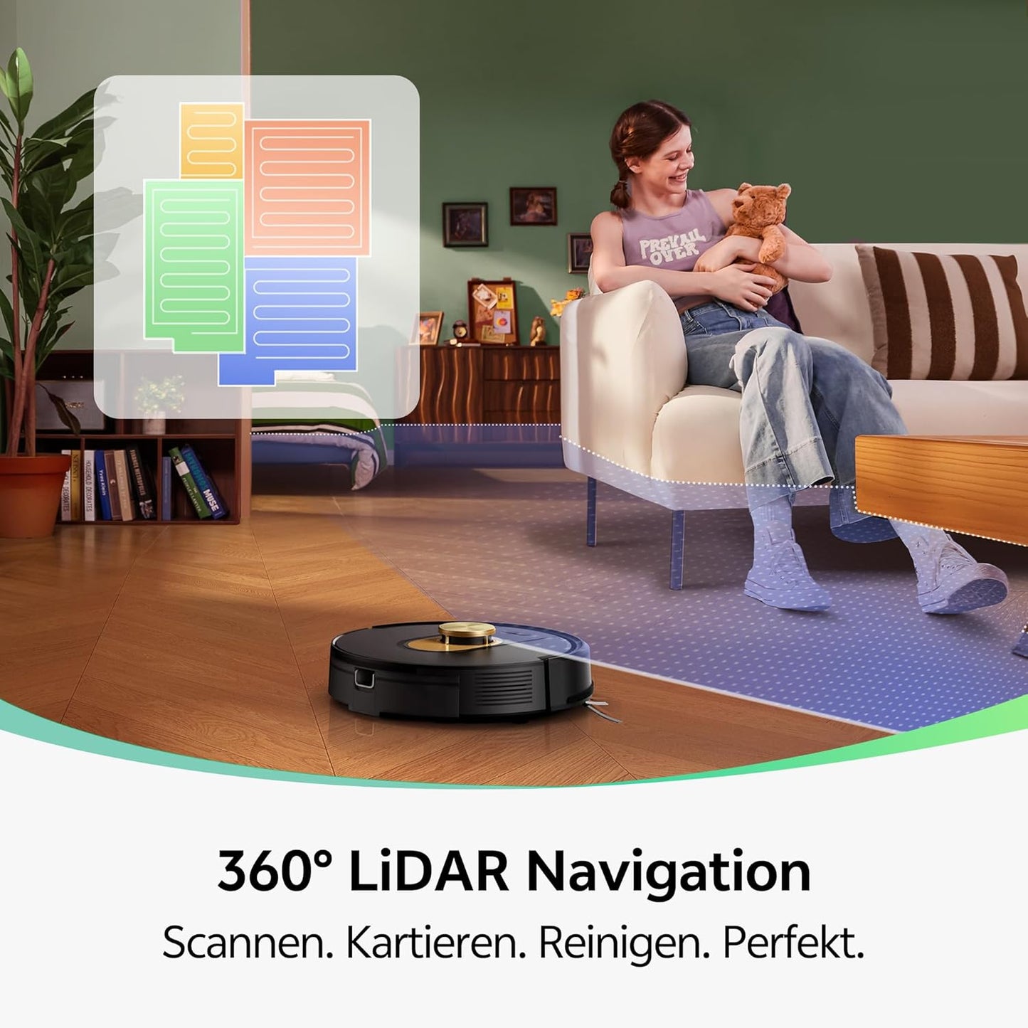 W9 Saugroboter mit Wischfunktion & LiDAR Navigation, Schwarz