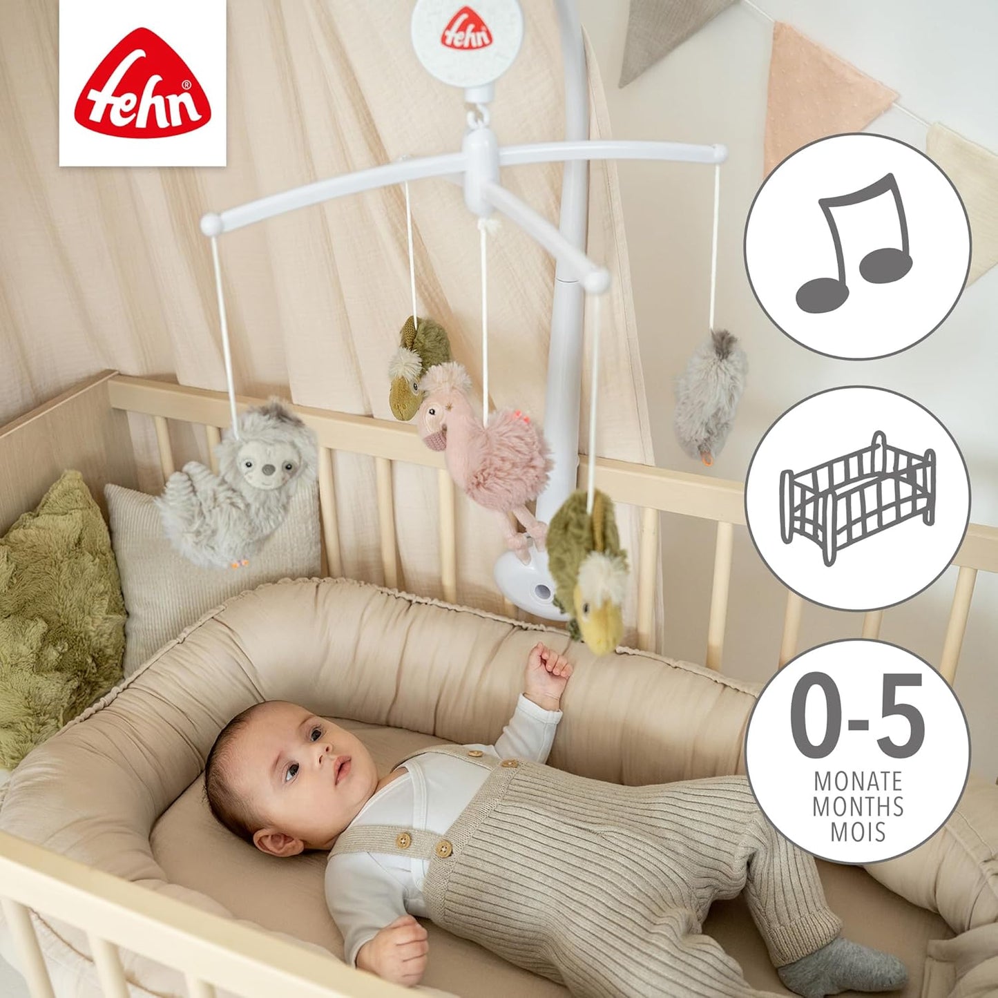 Musik-Mobile mit Spieluhr, Lazy, Crazy & Pink