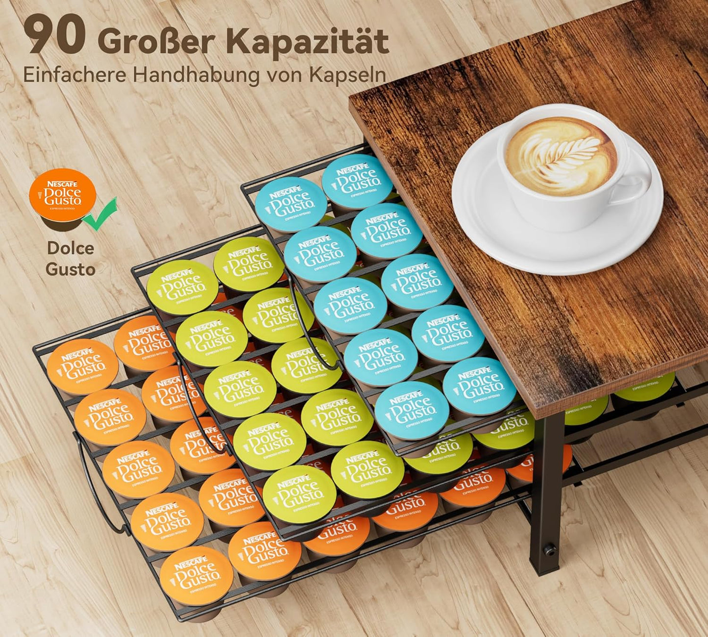 Kapselhalter für Dolce Gusto, Holz-90 Kaffeekapseln