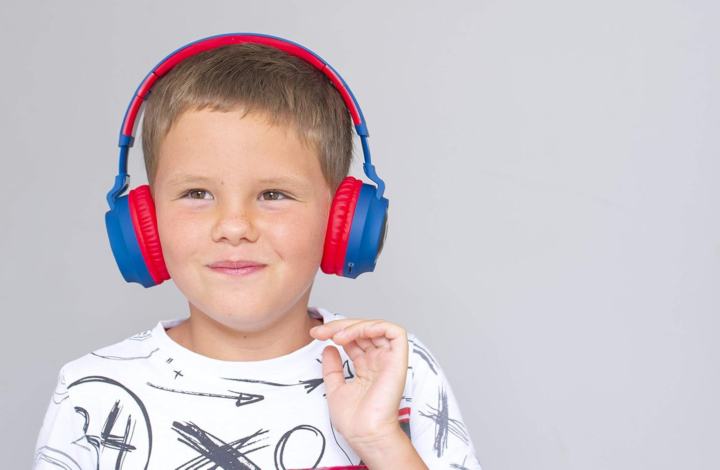 Kinderkopfhörer Bluetooth, Blau/Rot-N