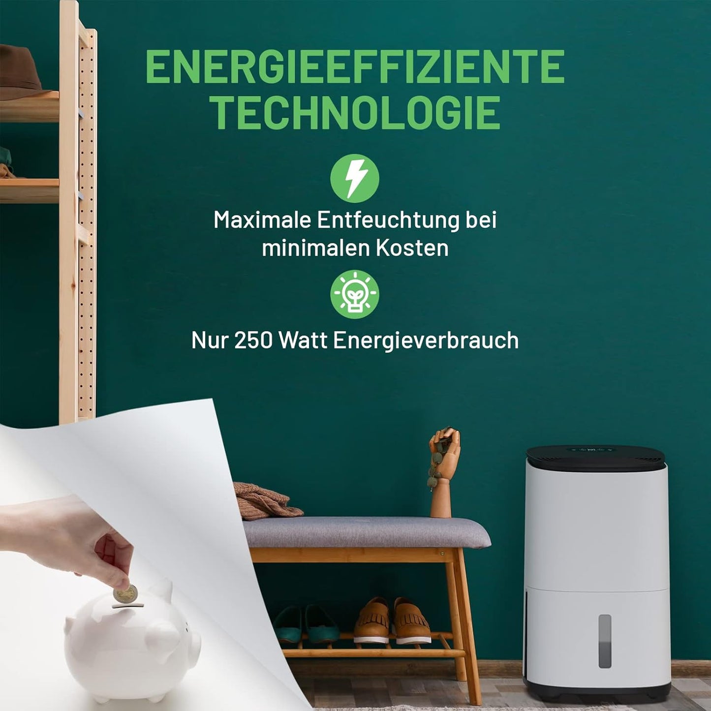 AreteOne Luftentfeuchter & HEPA Luftreiniger, Holzkohle AreteOne-12L