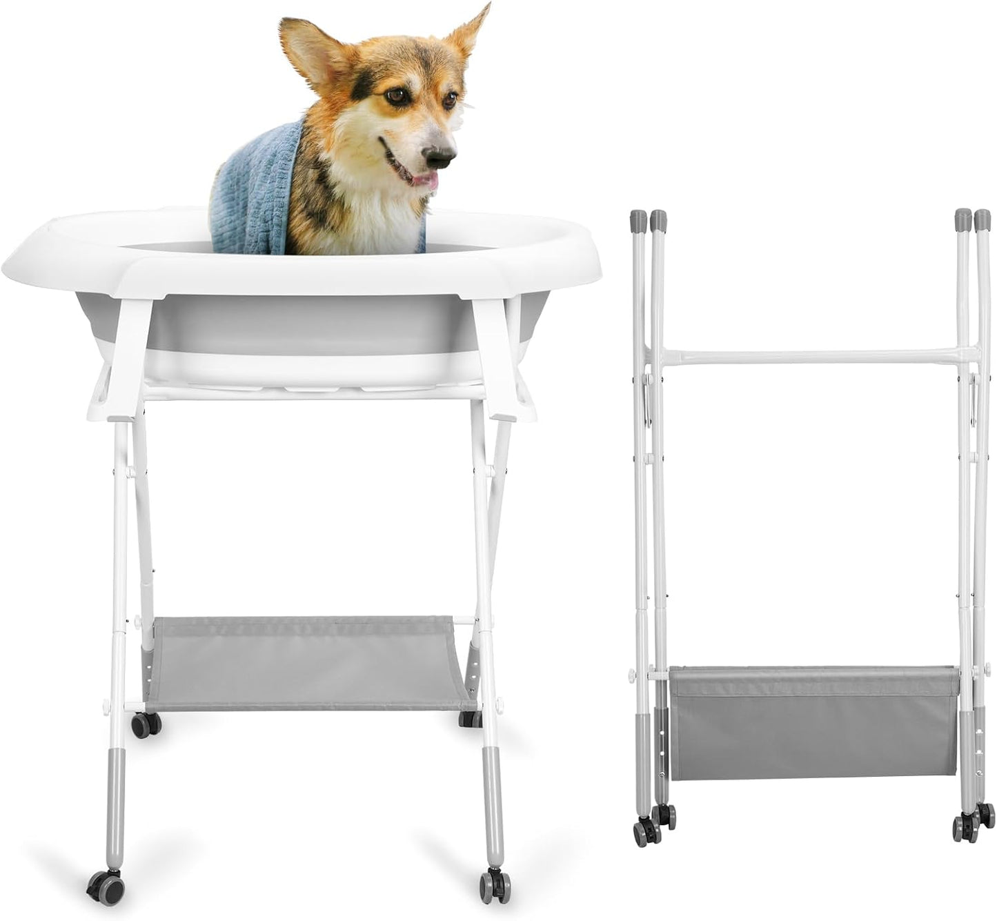 2in1 Hundebadewanne, höhenverstellbar, grau