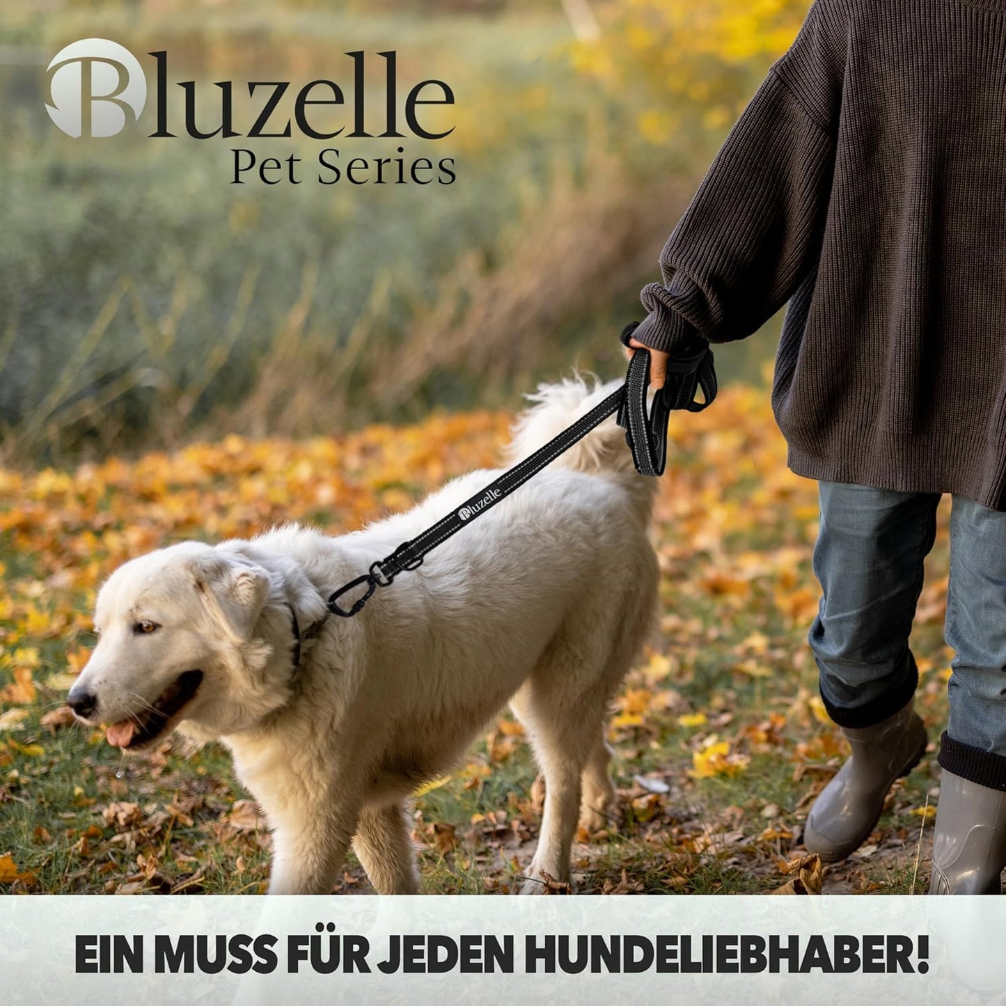 Verstellbare Hundeleine 3m bis 100kg, Schwarz