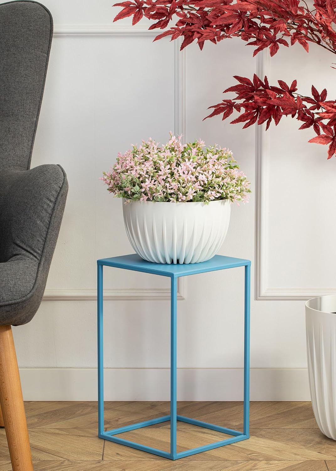 Loft-Stil Blumenständer, 40 cm hoch, Blau, 40 cm