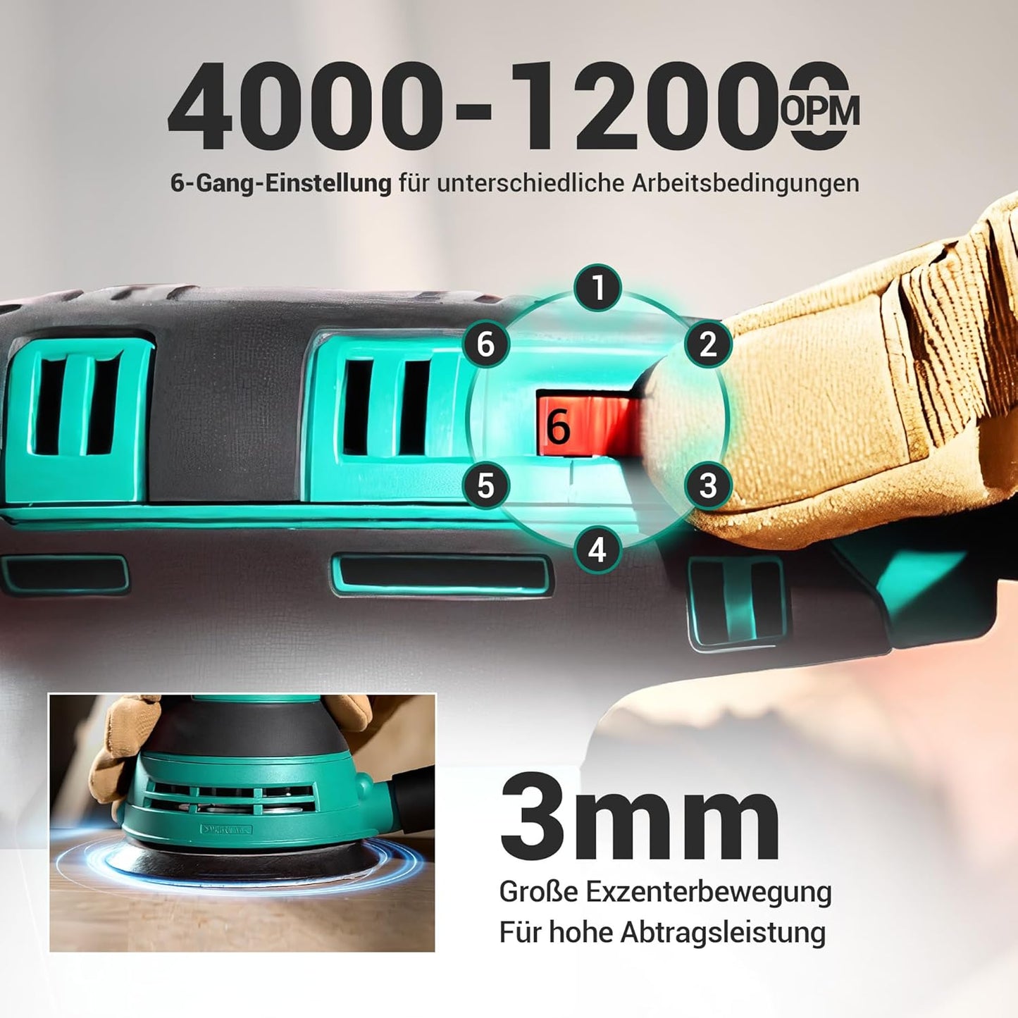 Exzenterschleifer mit Staubfangbehälter