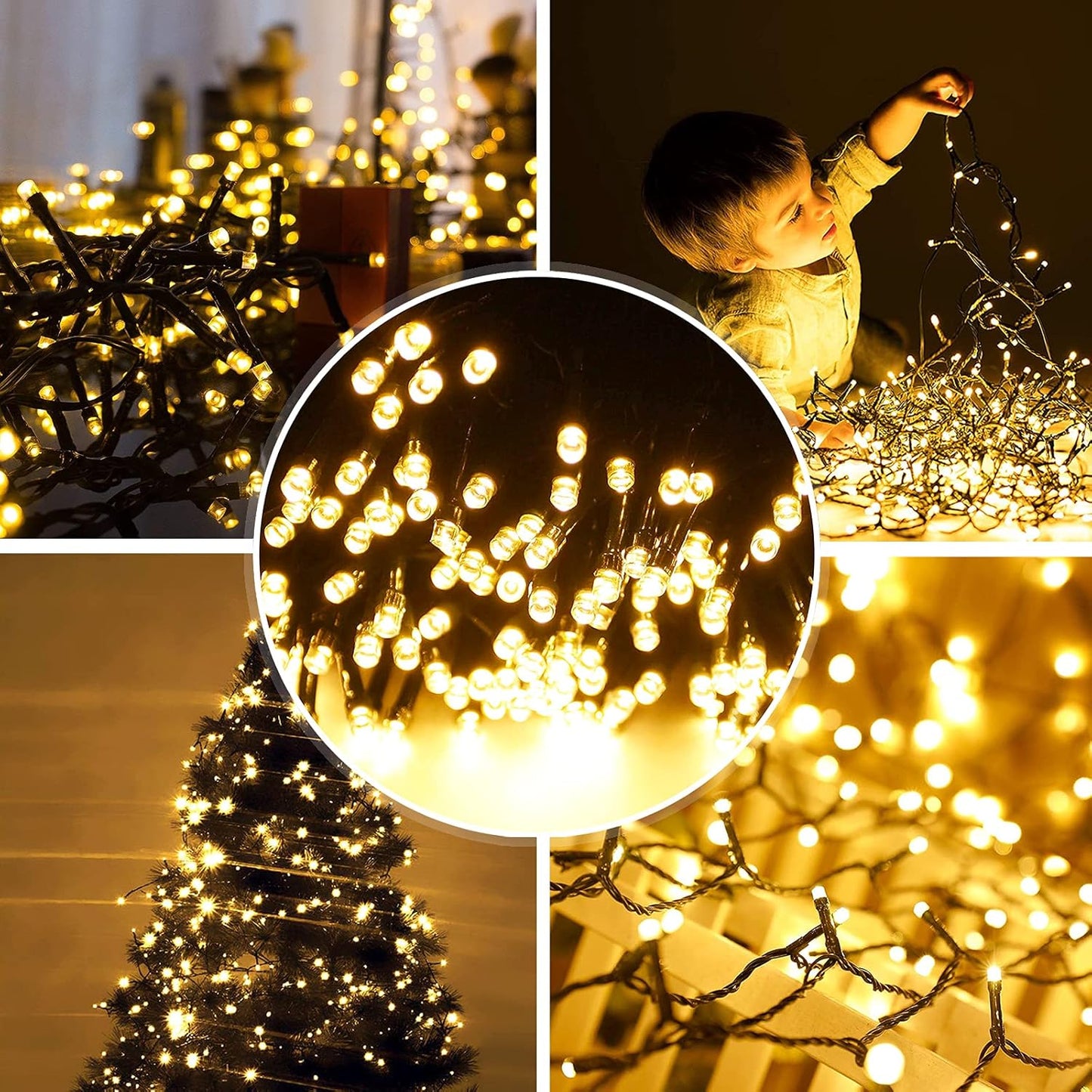 Light String, Dunkelgrüne Kabel / 20m,200LEDs,Warmweiss