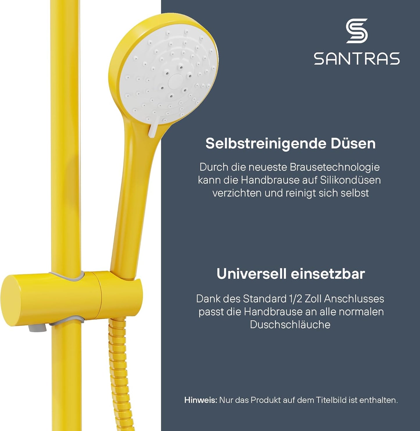 Duschkopf mit dreifach verstellbarer Handbrause, Gelb Dreifach verstellbar