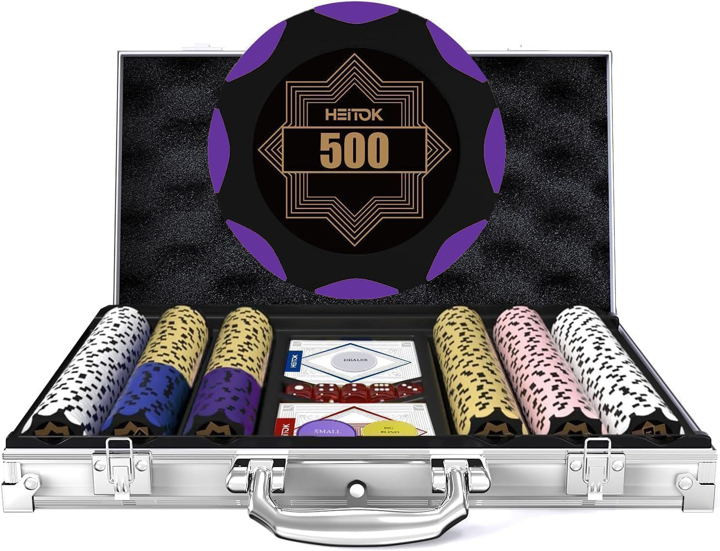 Pokerkoffer mit 300 Chips, 300 Chips mit Zahlen Alukoffer