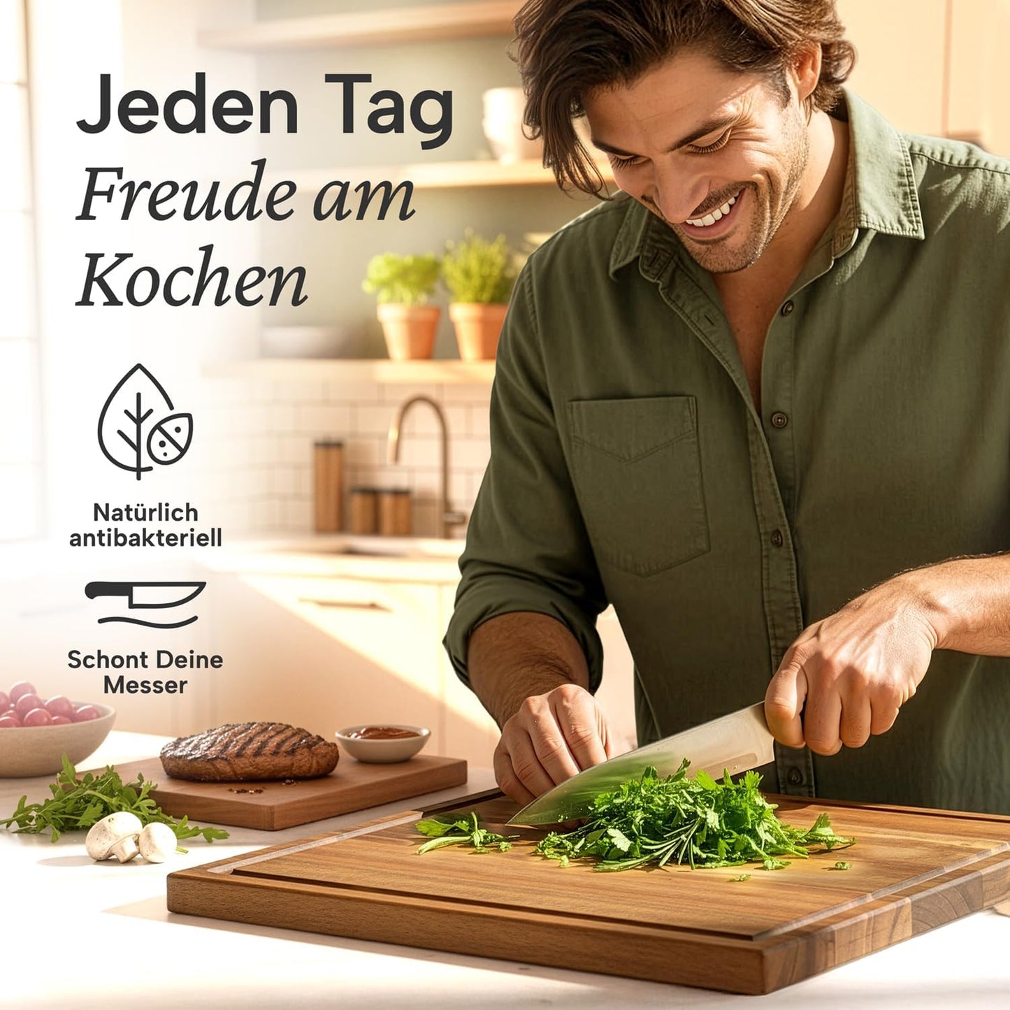 3er-Set Schneidebrett mit Ständer