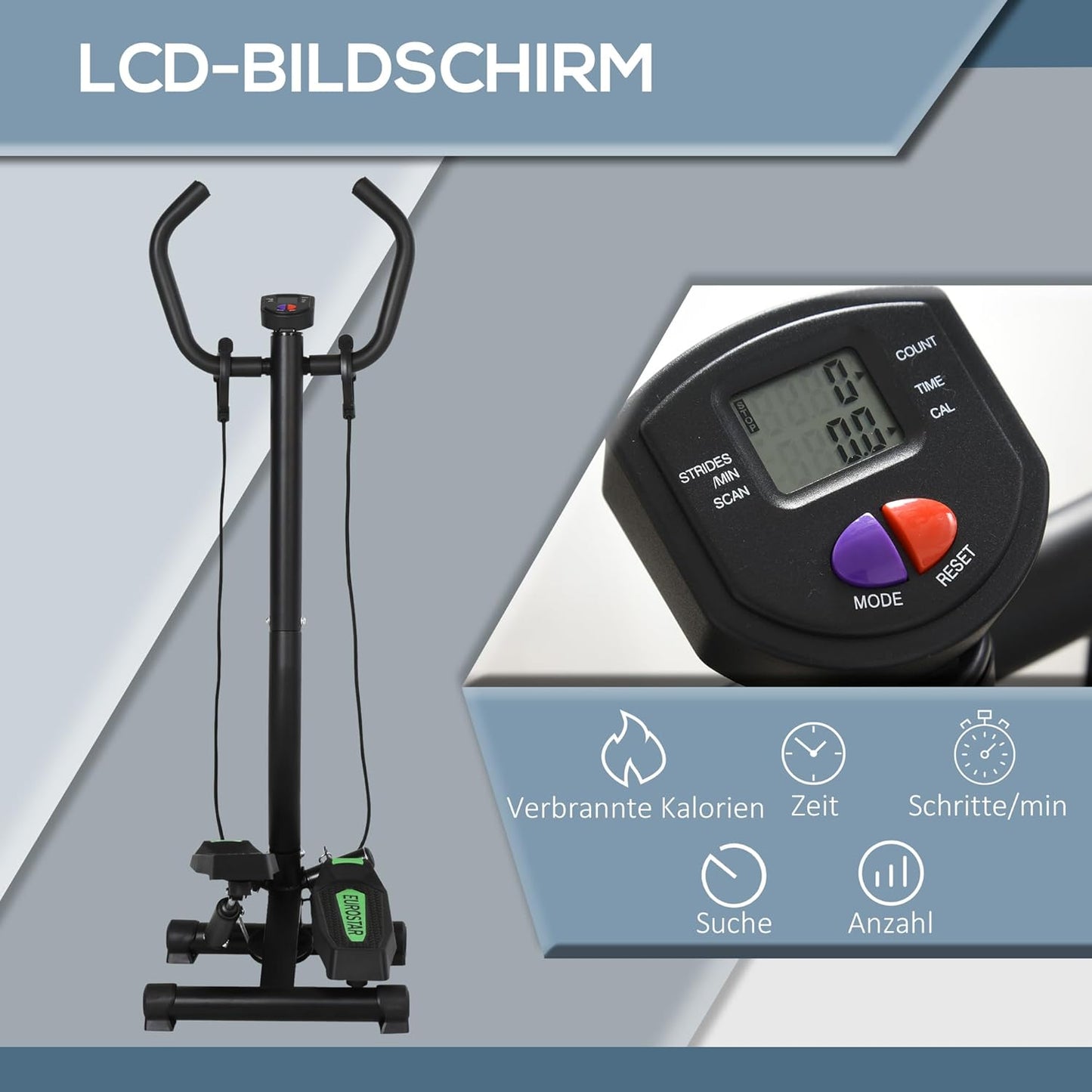 Heimtrainer mit Haltegriff und LCD Display