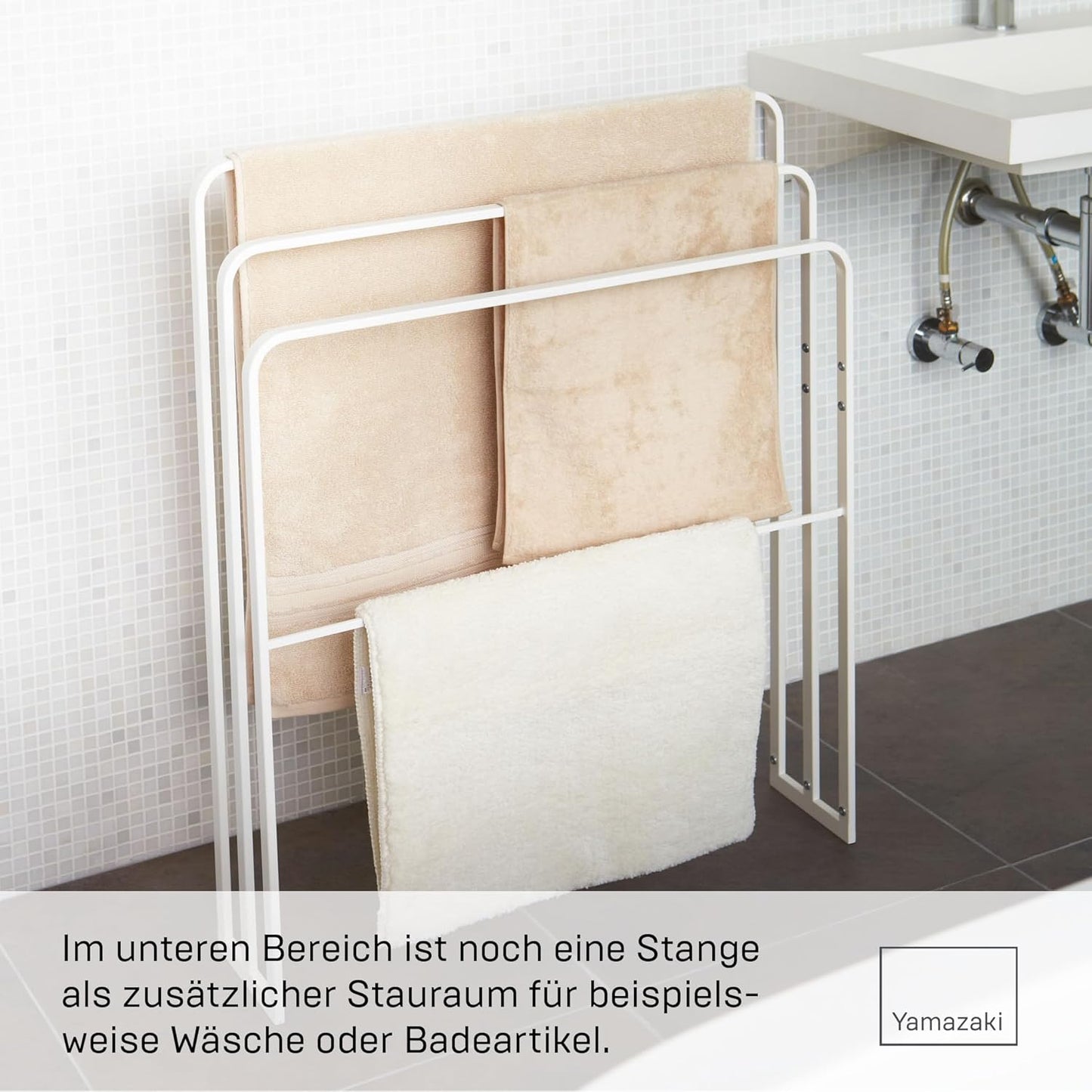 Handtuchständer mit 3 Stangen TOWER, Weiß
