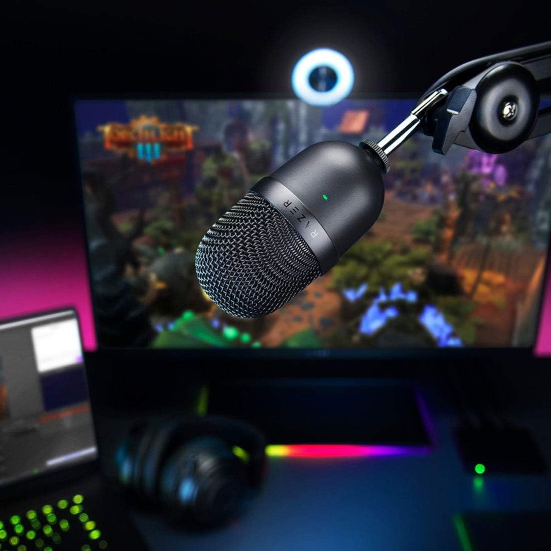 USB Kondensatormikrofon für Streaming und Gaming, Schwarz Seiren Mini