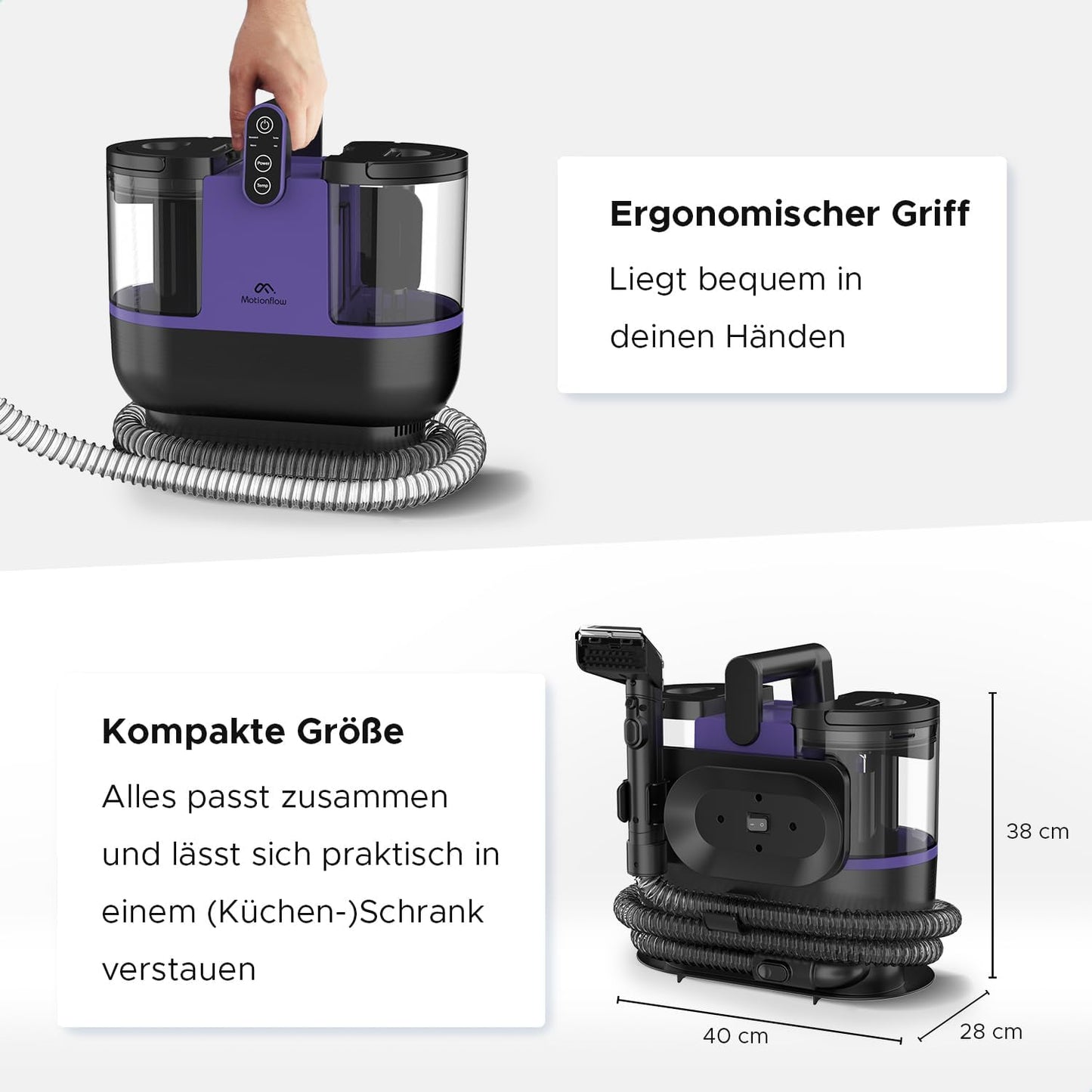 Teppich- und Polsterreiniger mit Heizfunktion, Schwarz
