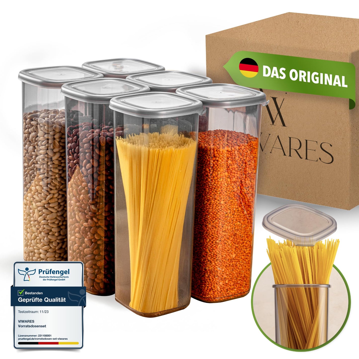 Luftdichte Vorratsdosen-Set für Lebensmittel (6er Set), Peggy 6er Set 2 L