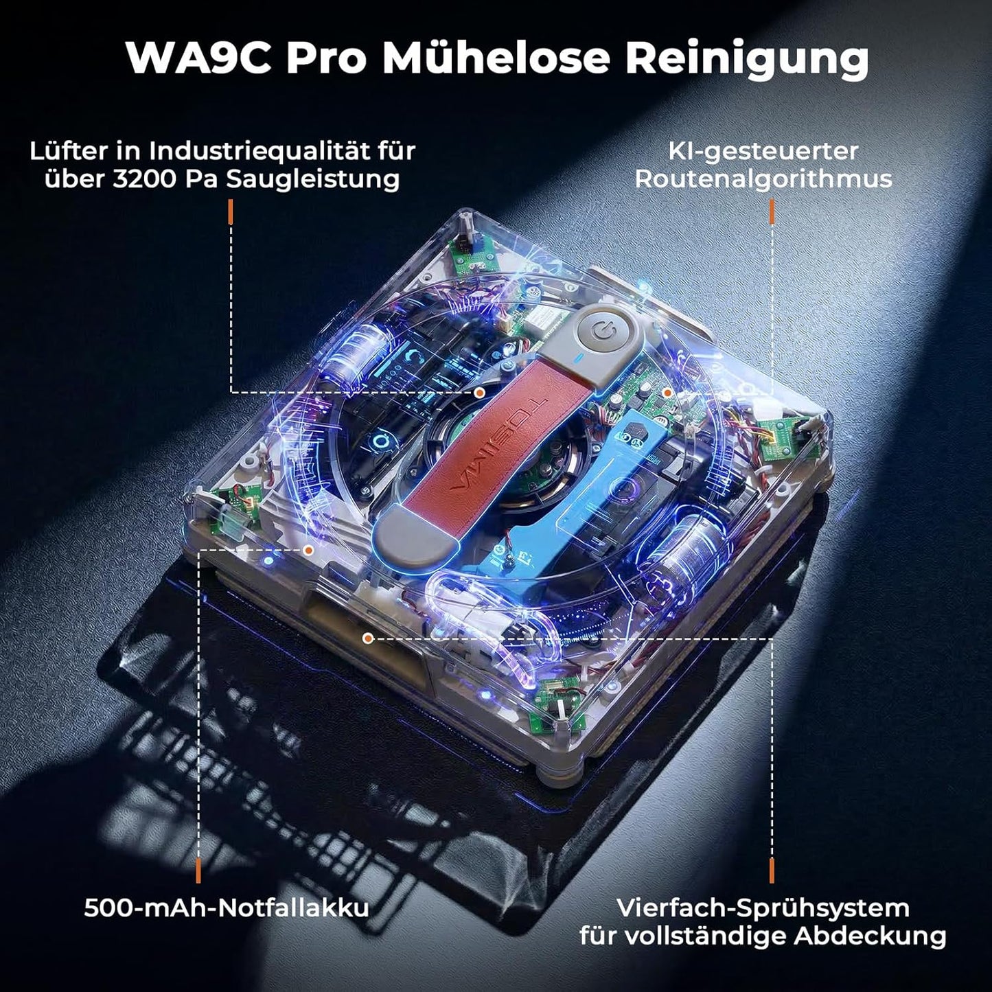 Fensterputzroboter WA9C Pro mit 6 Reinigungsmodi, Weiss