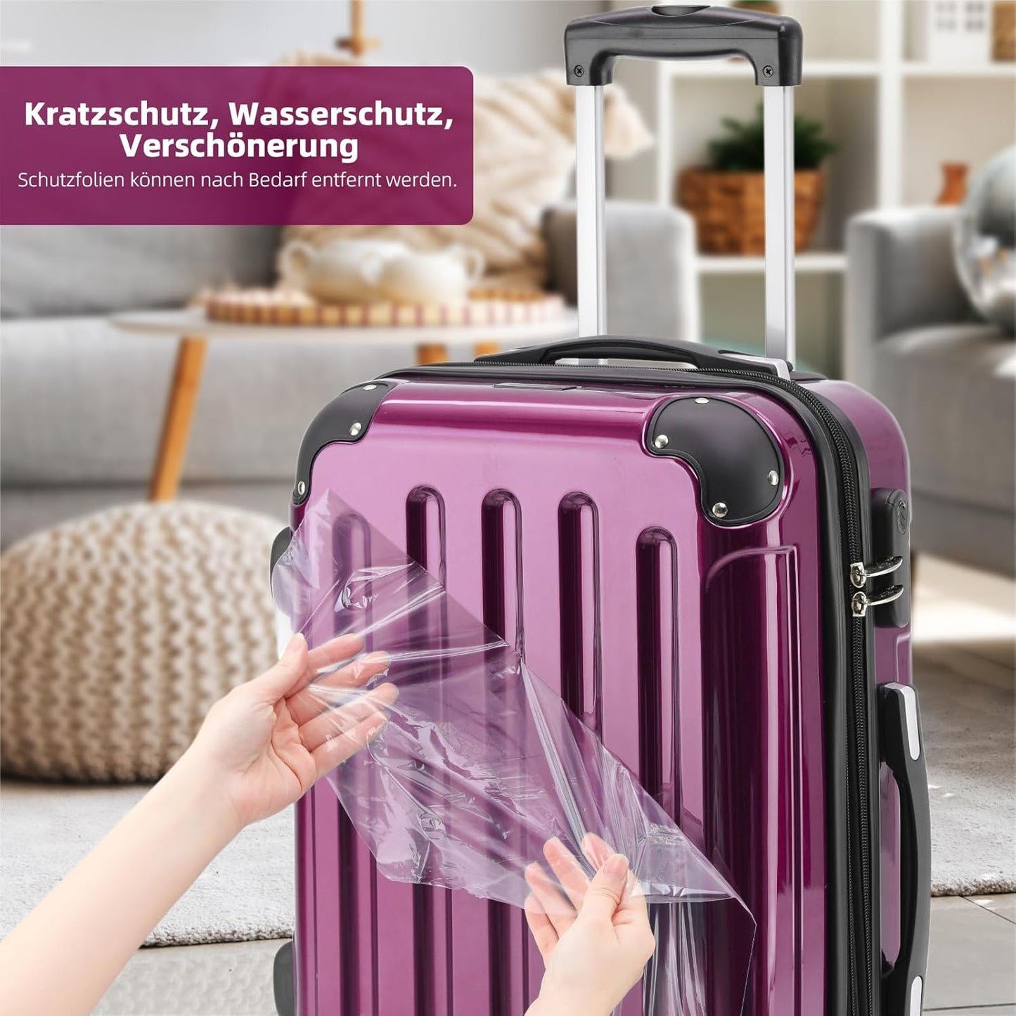 Handgepäck Koffer mit Zwillingsrollen, Lila / Handgepäck 55cm-40L