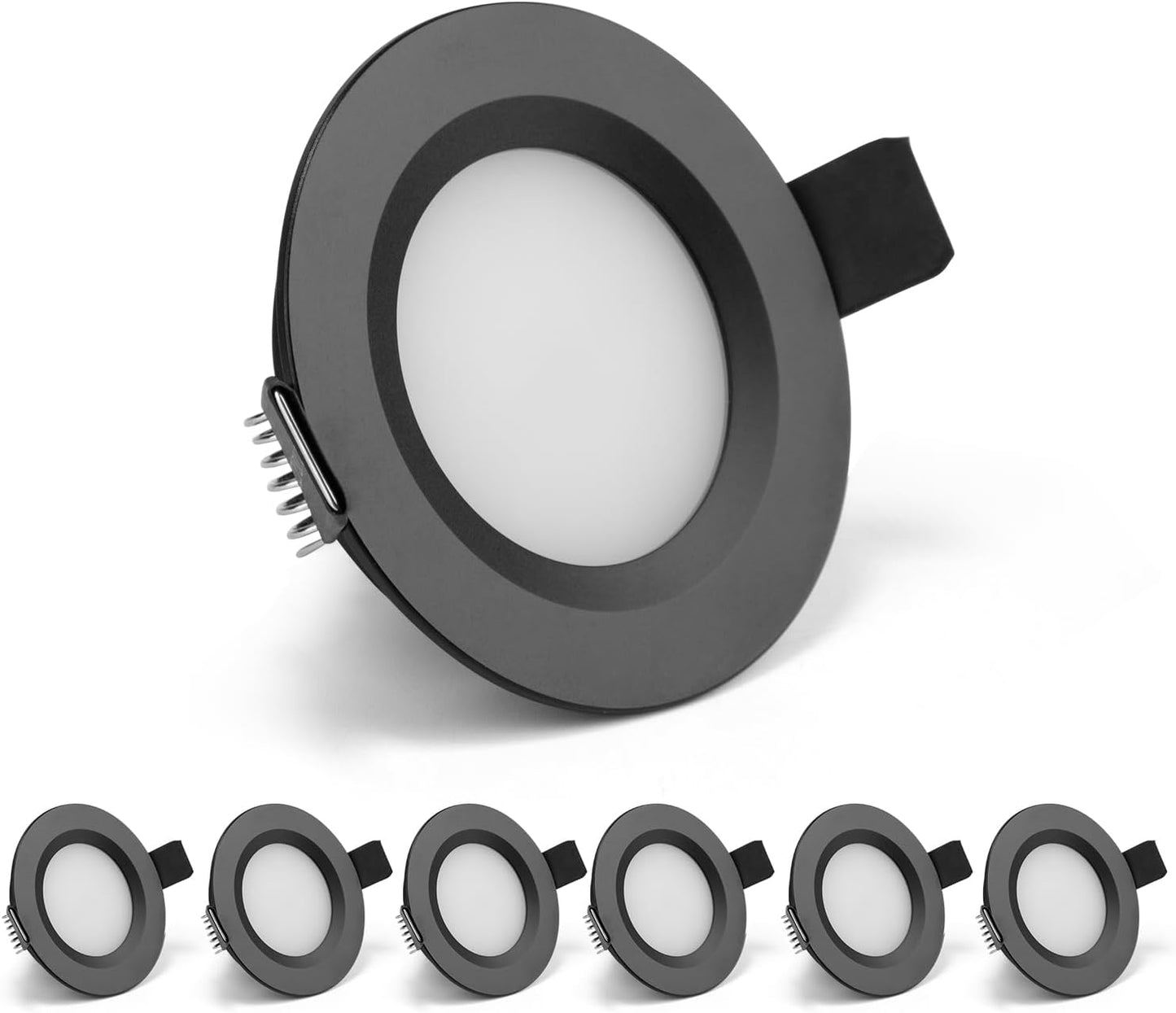 LED-Einbaustrahler, Schwarz / 6 X Einbaustrahler