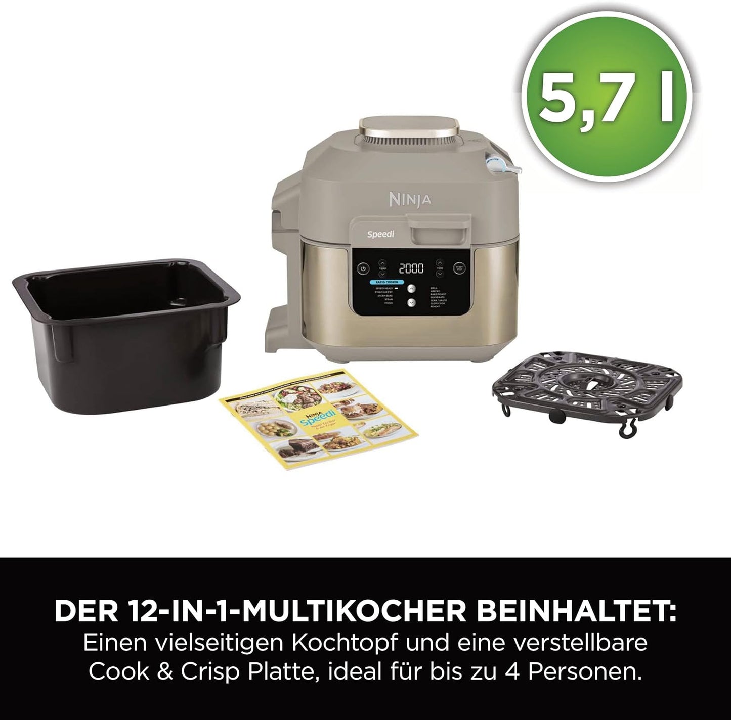 12-in-1 Multikocher ON500EUSTGD mit Air Fryer und Slow Cooker, 12-in-1 Amazon Exklusiv