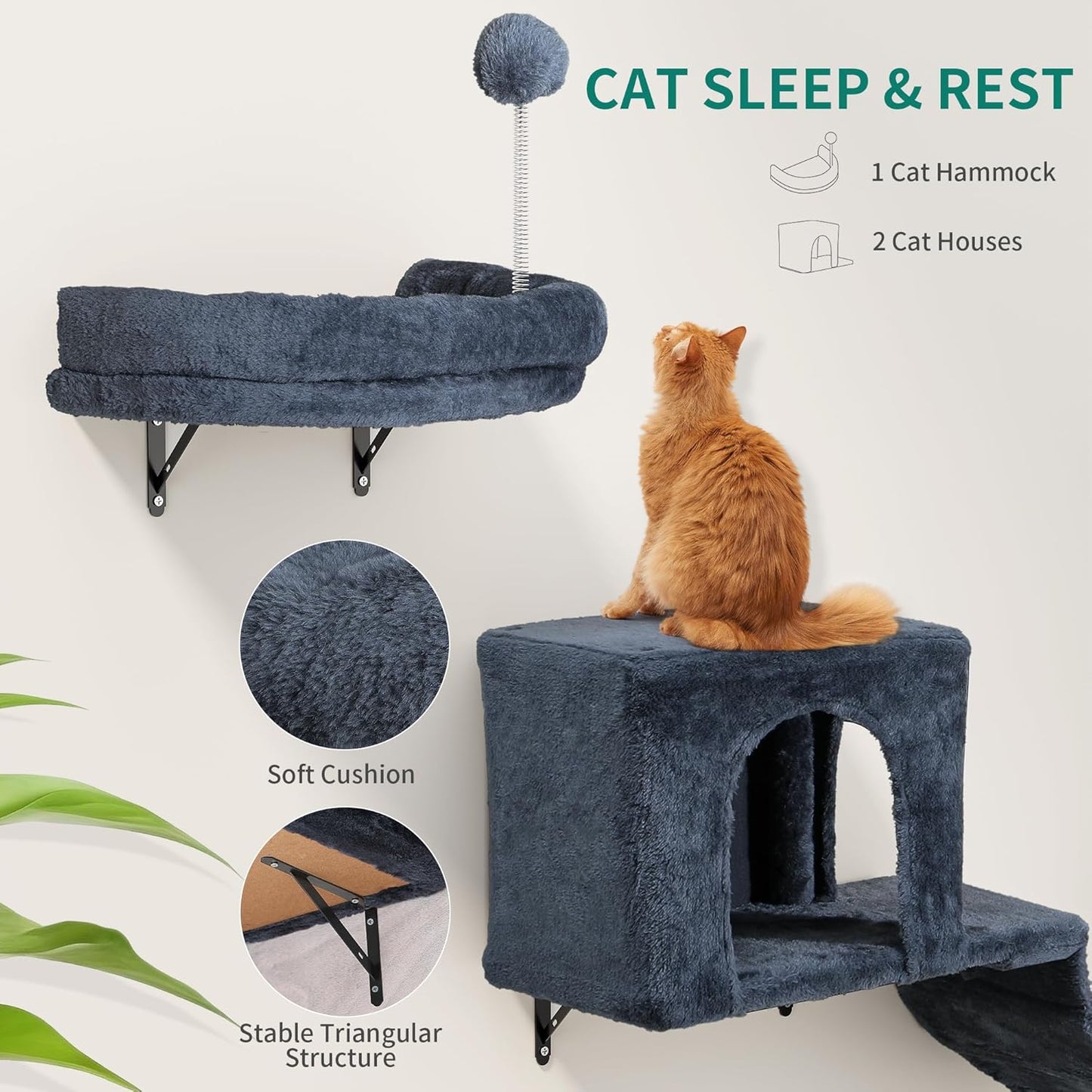 8-teiliges Katzenkletterwand-Set mit Kratzbäumen, dunkelgrau 8 PCS