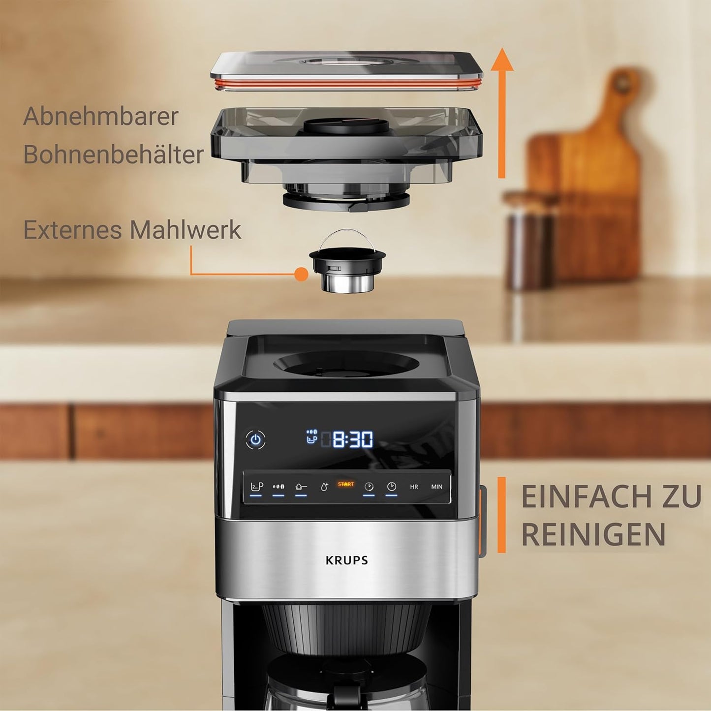 Grind Aroma XL Filterkaffeemaschine, Schwarz/Edelstahl 1,5 L