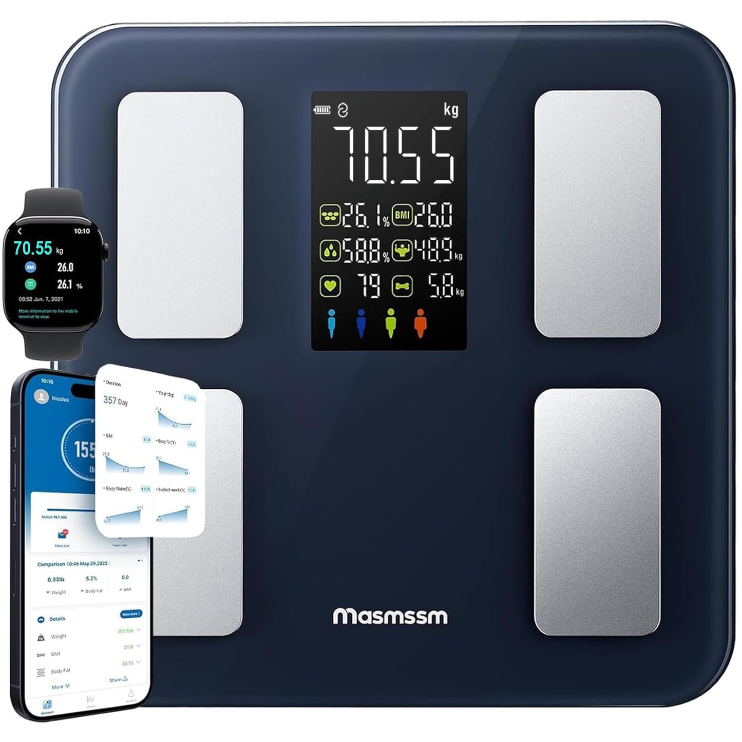 Digitale Körperanalysewaage mit Bluetooth (8-in-1)