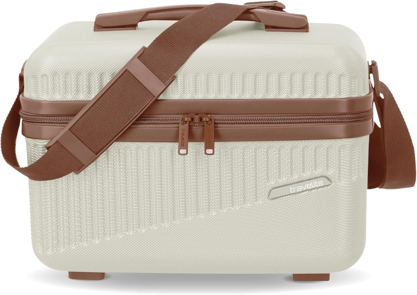 Kosmetikkoffer Bali, Weiß/Cognac Beautycase (36 cm)