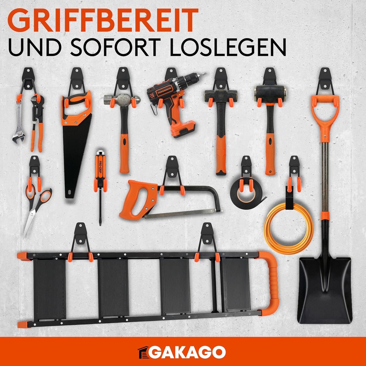 10-teiliges Garagenhaken-Set inkl. Dübel & Schrauben, 10er Set