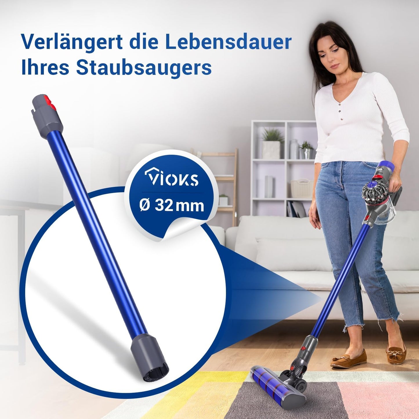 Staubsauger-Verlängerungsrohr für Dyson-Modelle, Blau