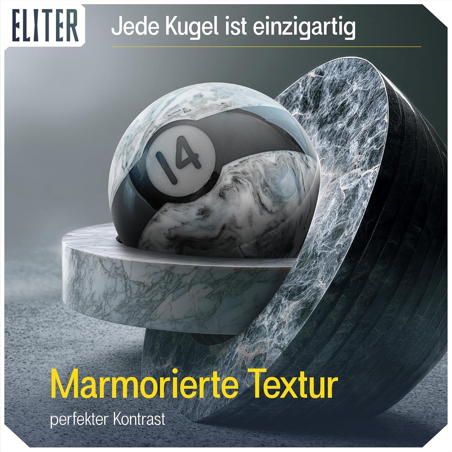 16-teiliges Billardkugel-Set, Marble Black