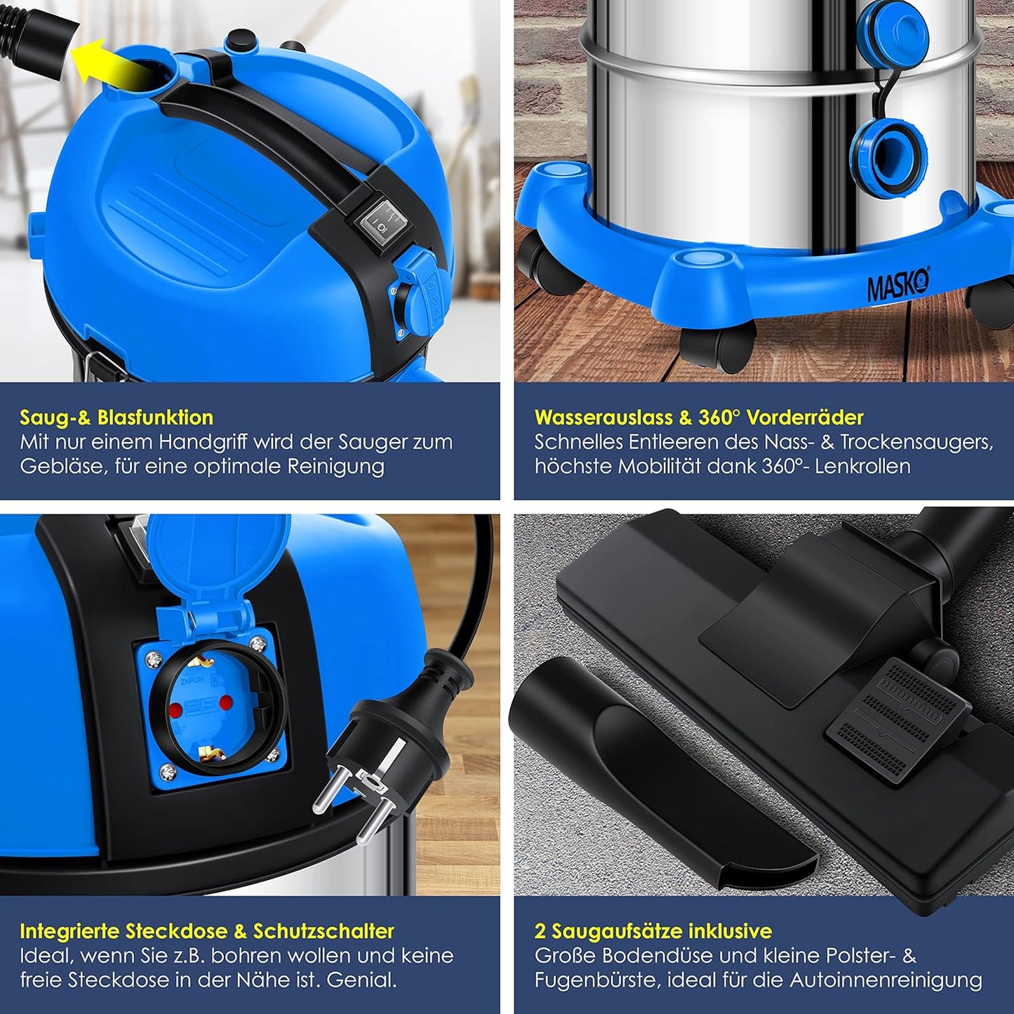 Industriestaubsauger, Blau