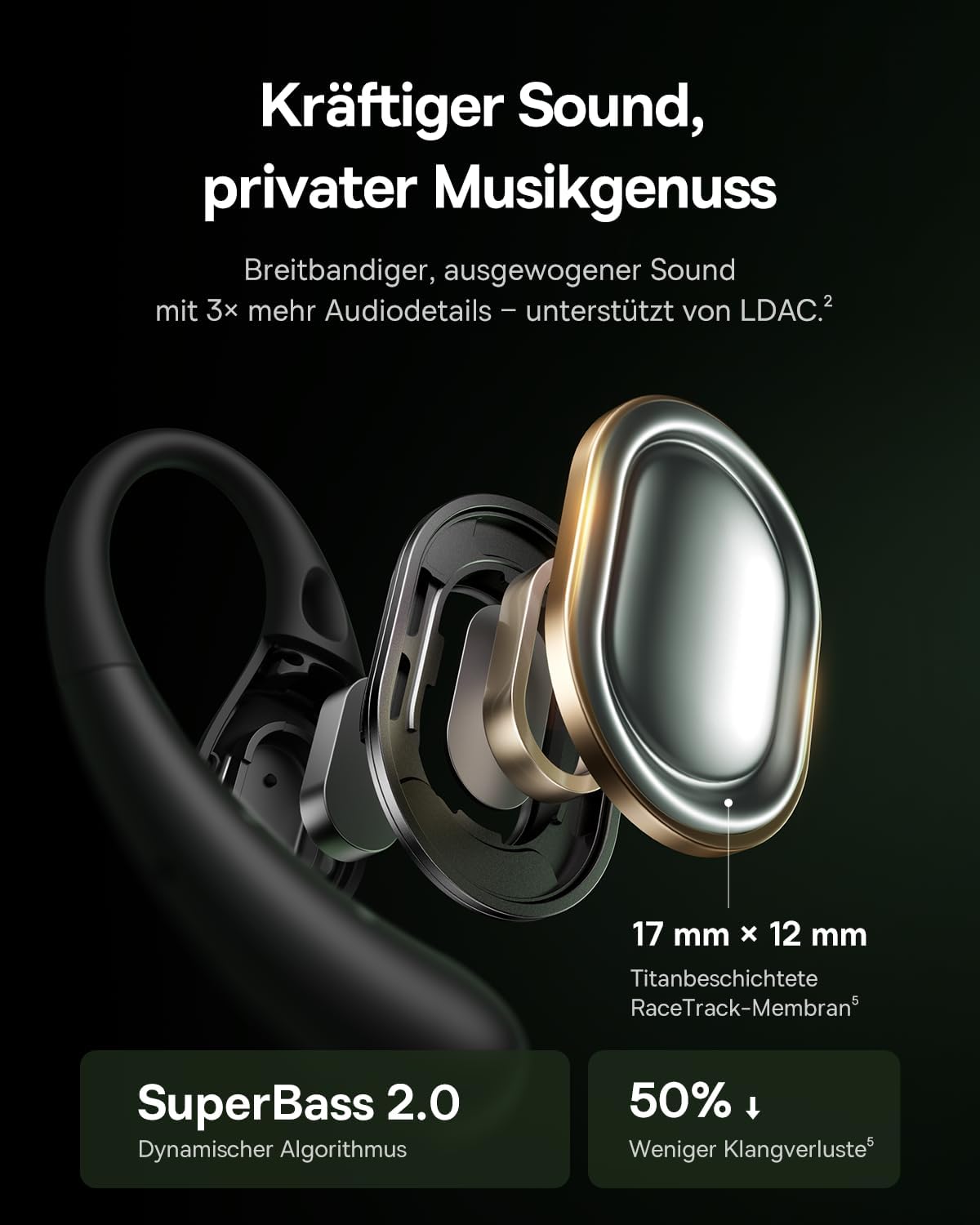 Open Ear Sportkopfhörer mit SuperBass 2.0, Grün