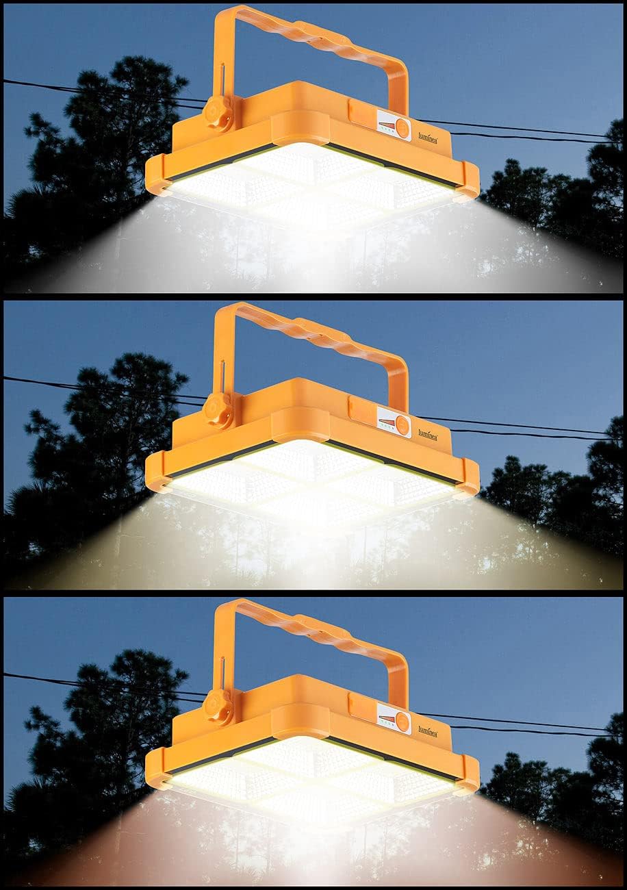 LED-Baustrahler mit Akku & Solar, Orange, 1er