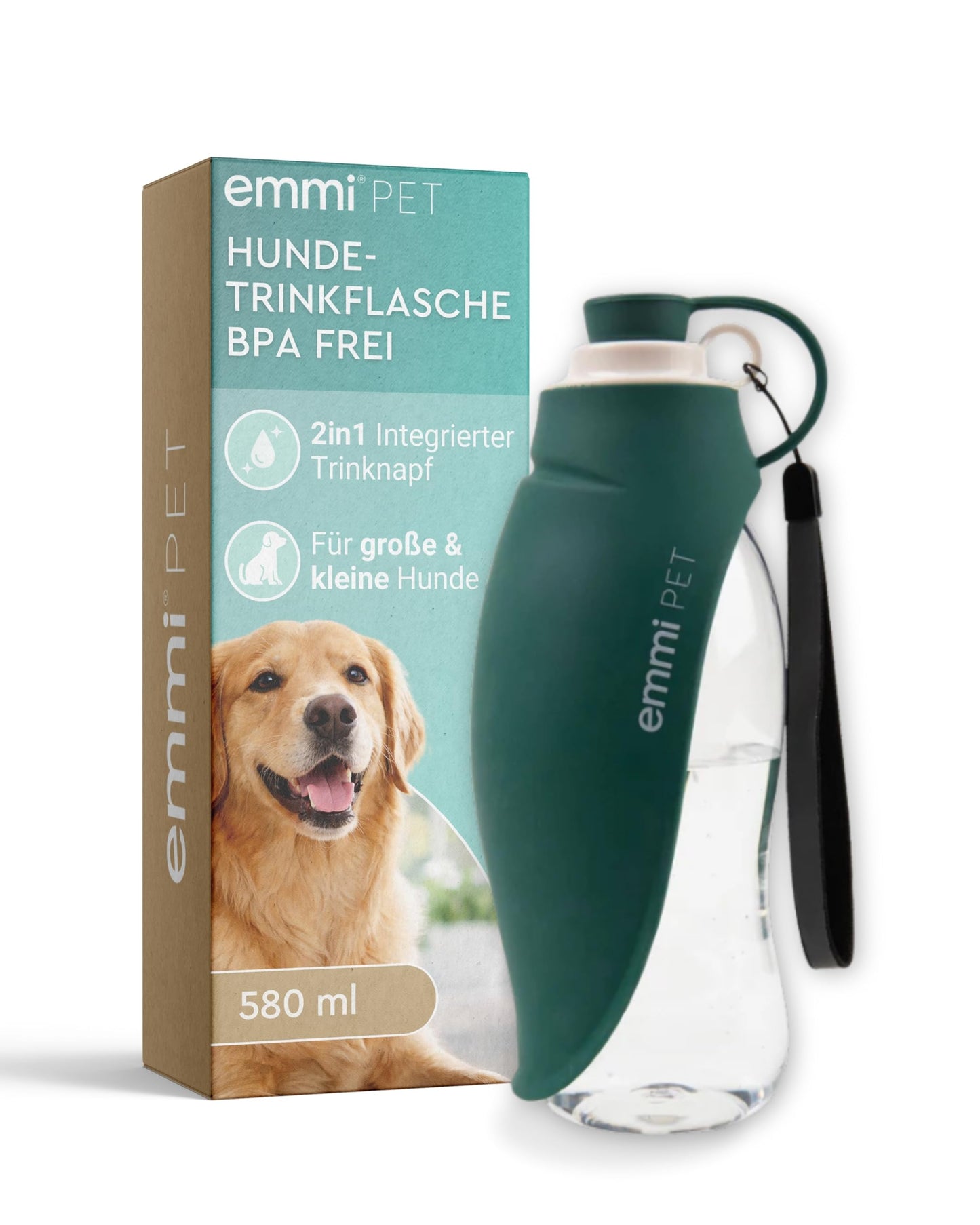 Hundetrinkflasche für unterwegs, Grün 580 ml