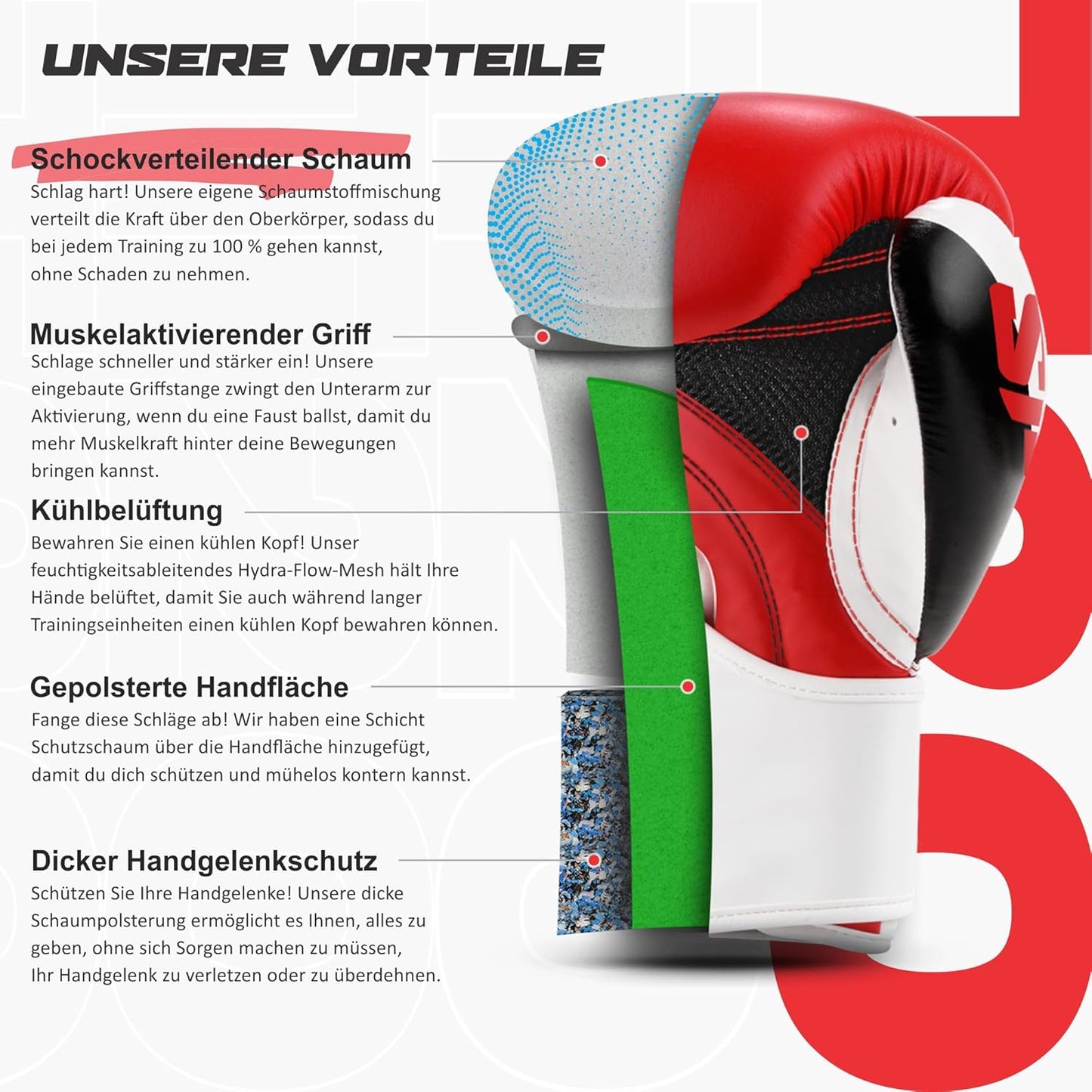 T20 Boxhandschuhe, 16oz Rot