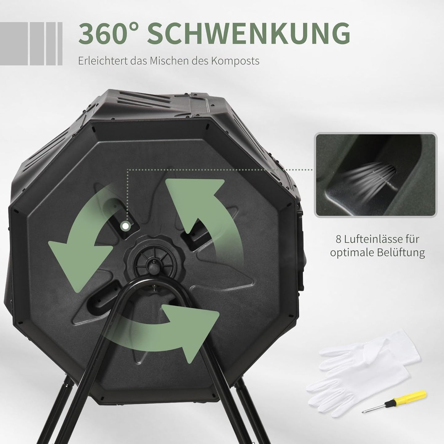 Trommel-Komposter, Schwarz