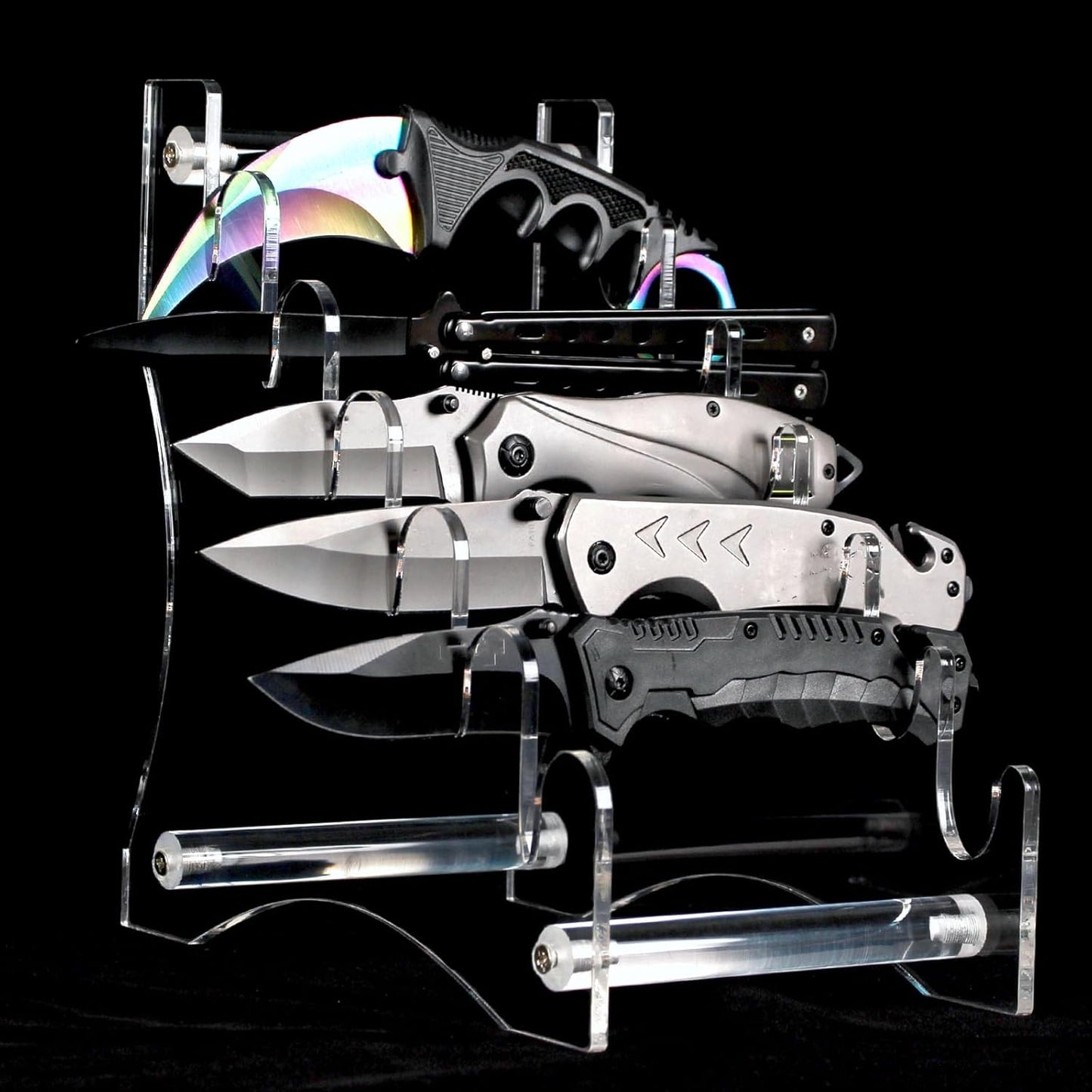 2 Stück Messerständer Display für 6 Messer, Transparent 2 Stück