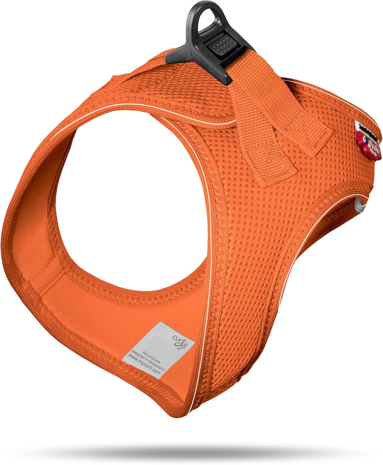 Hundegeschirr mit D-Ring Buckle, mit curli D-Ring Buckle Medium Mandarin