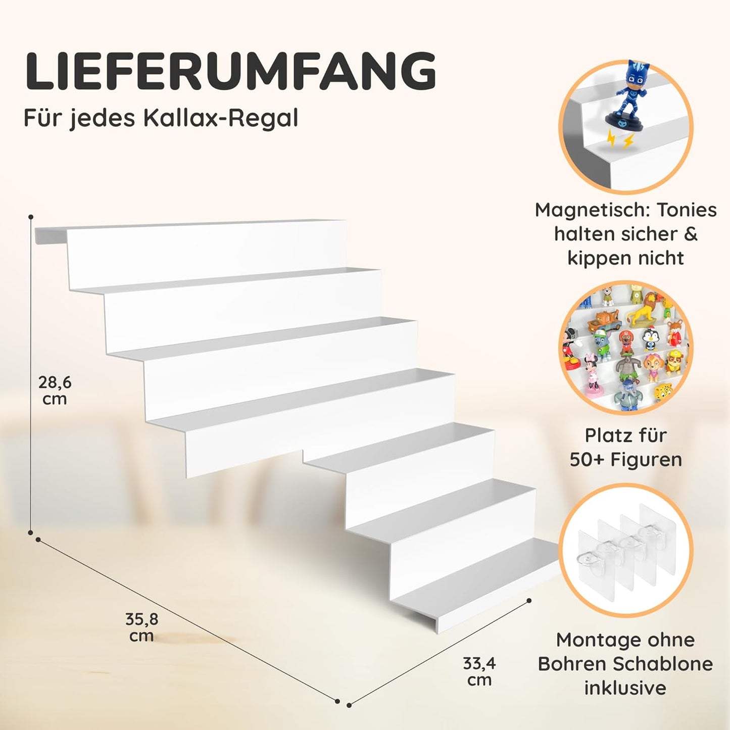 Magnetisches Toniebox-Regal für Kallax (50+ Figuren), Aussparung Links