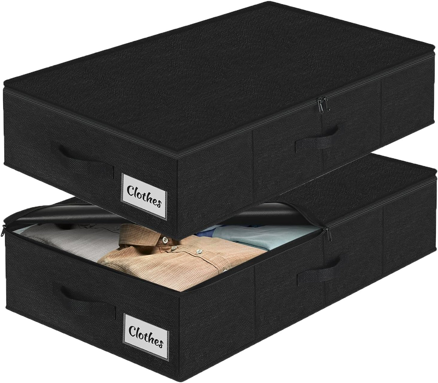 Faltbares Unterbett Aufbewahrungsboxen-Set, 2 Stück, 76x40x17cm, Schwarz