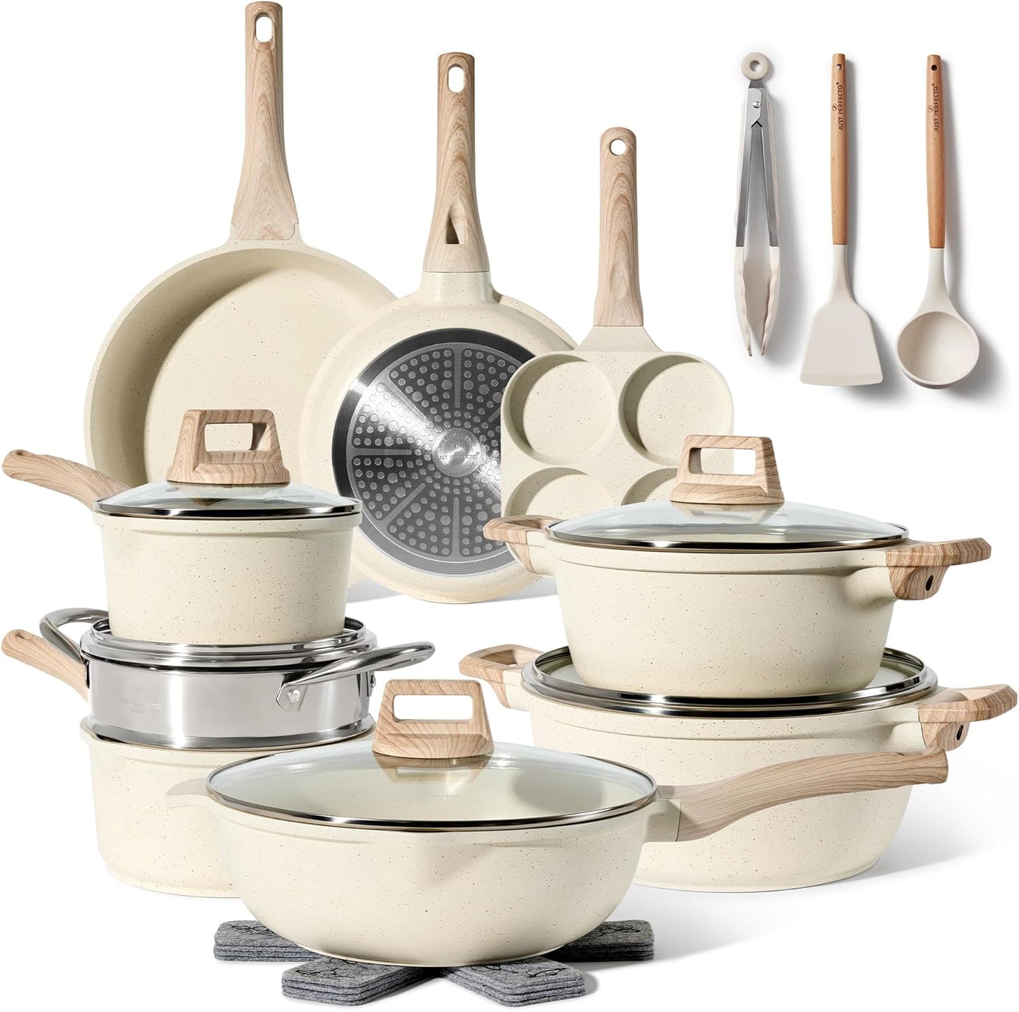 21-teiliges Kochgeschirr-Set, 21 Pcs Biege