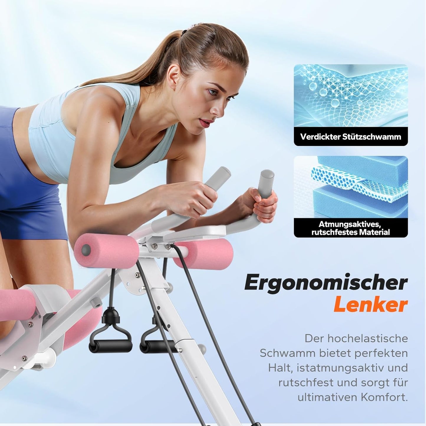 Bauchmuskeltrainer mit LCD-Monitor, Rosa