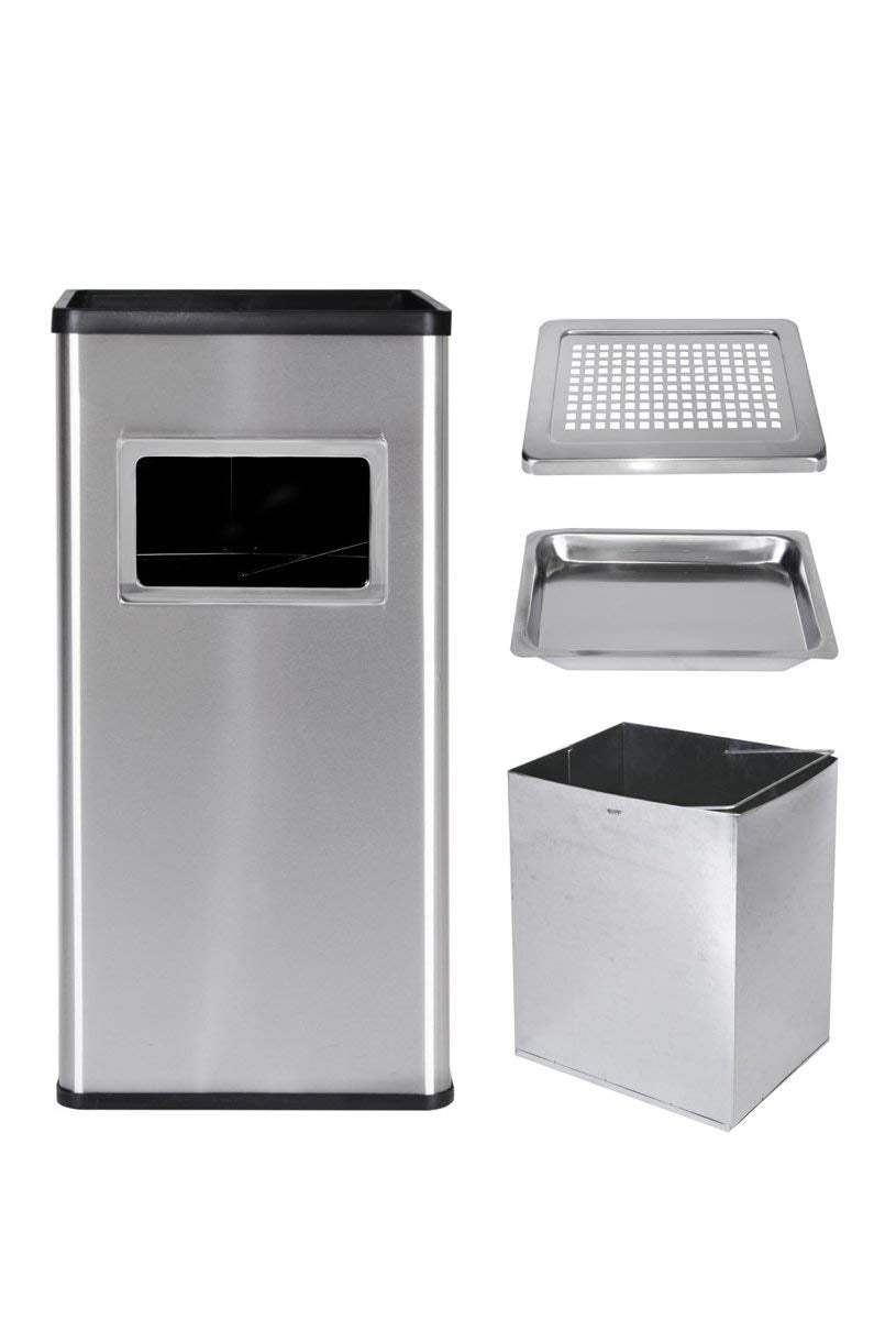 Standaschenbecher mit integriertem Mülleimer, Silber