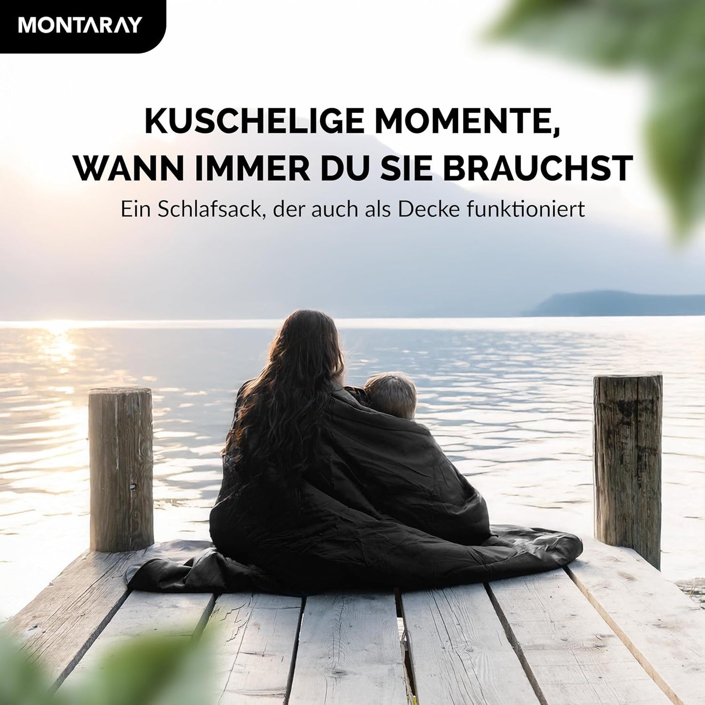Deckenschlafsack mit Kissen, Schwarz 150GSM, ohne Kapuze